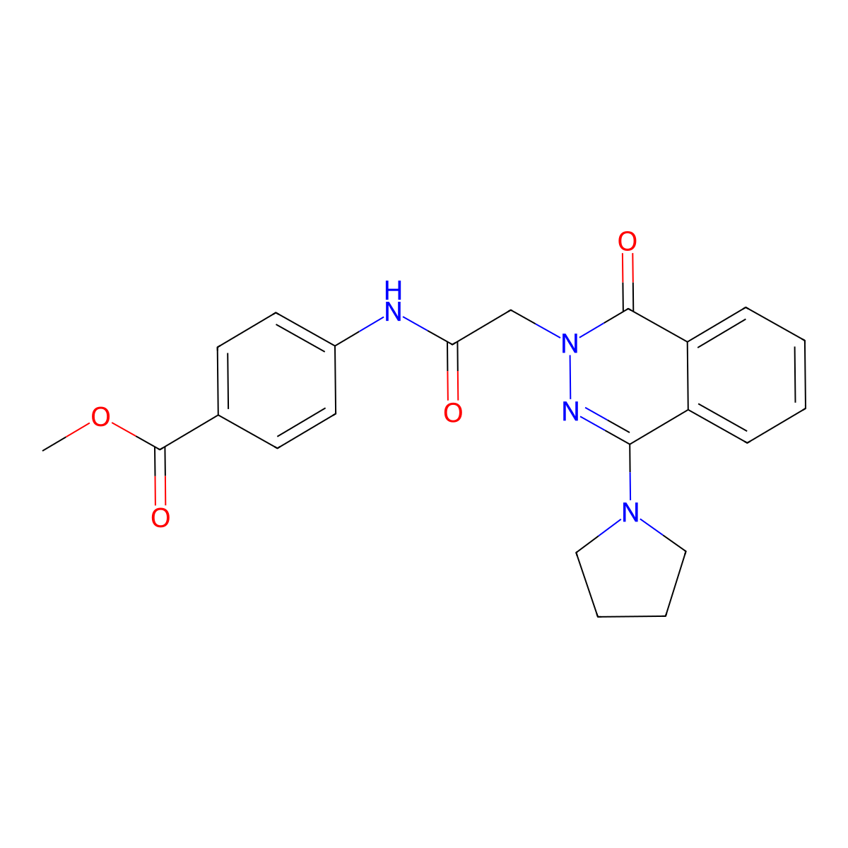 methyl 4-(2-(1-oxo-4-(pyrrolidin-1-yl)phthalazin-2(1H)-yl)acetamido)benzoate molecular structure, CAS 1251606-14-0