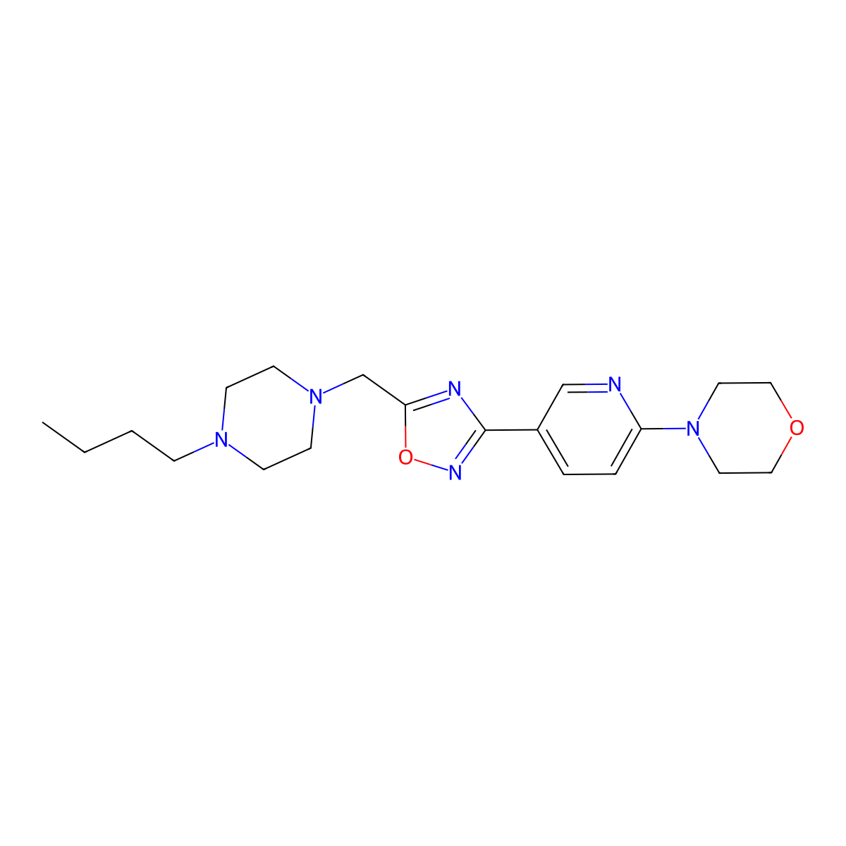4-(5-(5-((4-Butylpiperazin-1-yl)methyl)-1,2,4-oxadiazol-3-yl)pyridin-2-yl)morpholine molecular structure, CAS 1251606-21-9