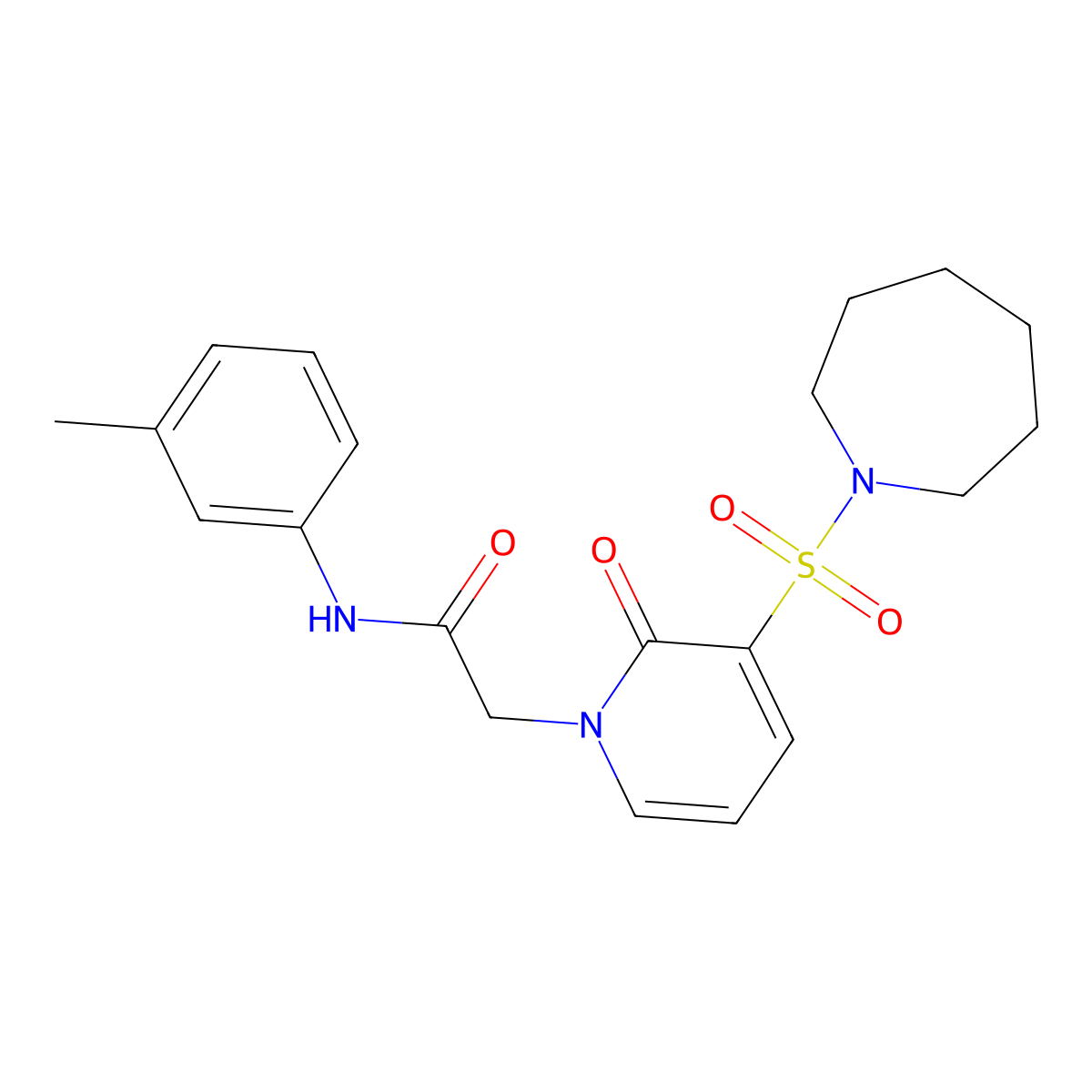 2-[3-(azepane-1-sulfonyl)-2-oxo-1,2-dihydropyridin-1-yl]-N-(3-methylphenyl)acetamide molecular structure, CAS 1251606-25-3