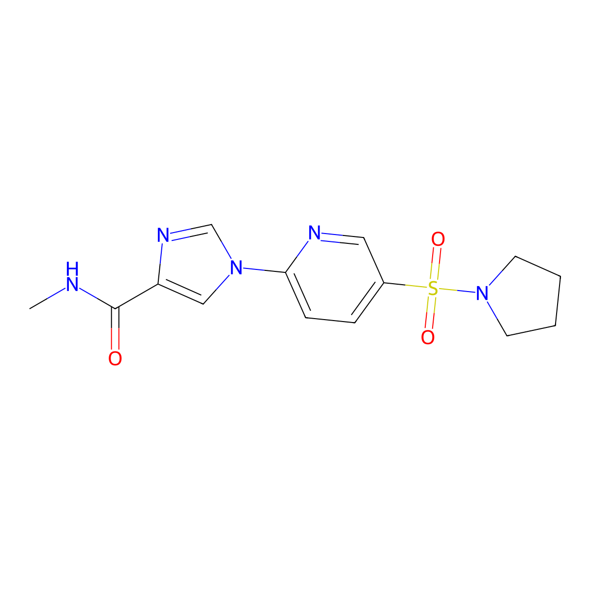 N-methyl-1-[5-(pyrrolidine-1-sulfonyl)pyridin-2-yl]-1H-imidazole-4-carboxamide molecular structure, CAS 1251606-28-6