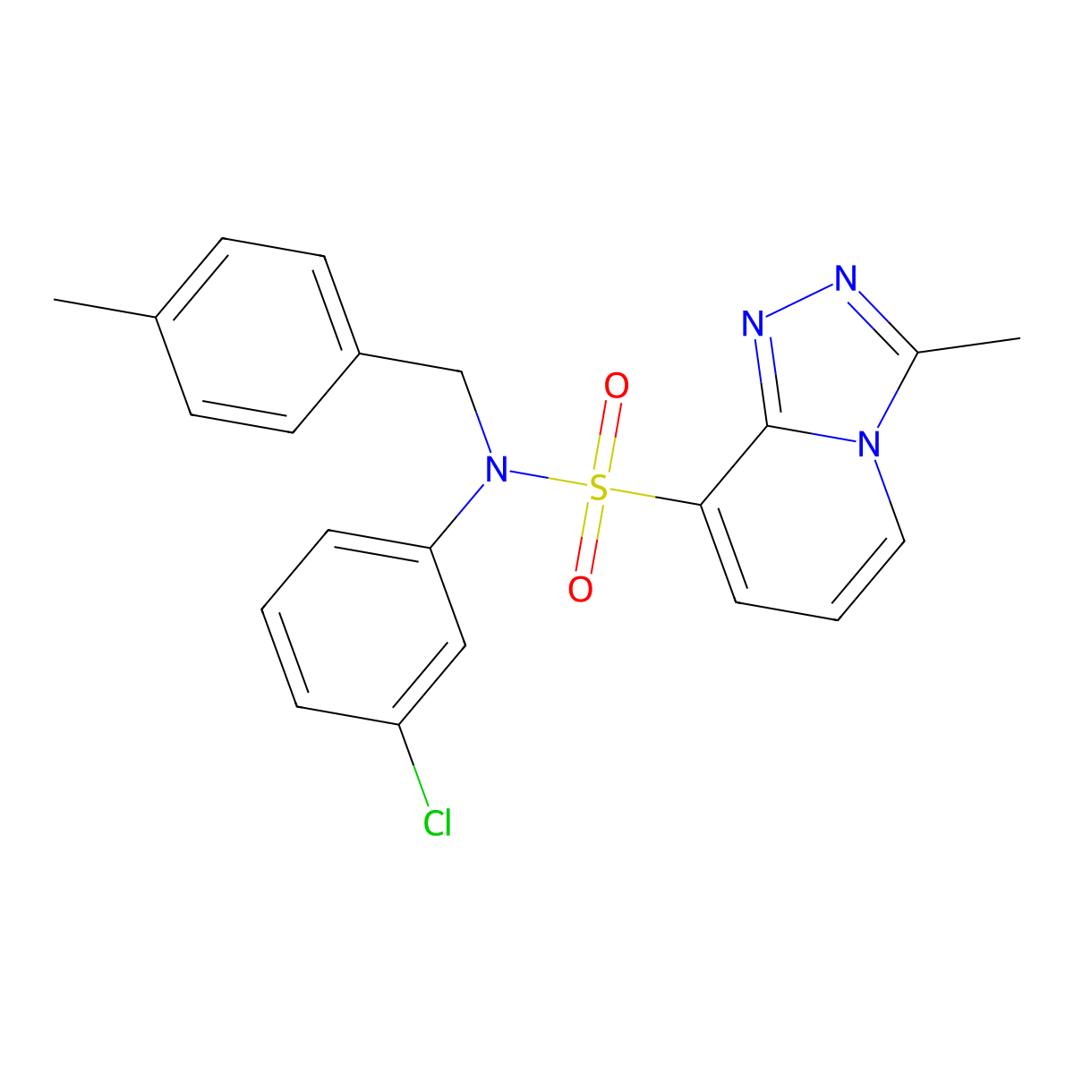 N-(3-chlorophenyl)-3-methyl-N-[(4-methylphenyl)methyl]-[1,2,4]triazolo[4,3-a]pyridine-8-sulfonamide molecular structure, CAS 1251606-30-0