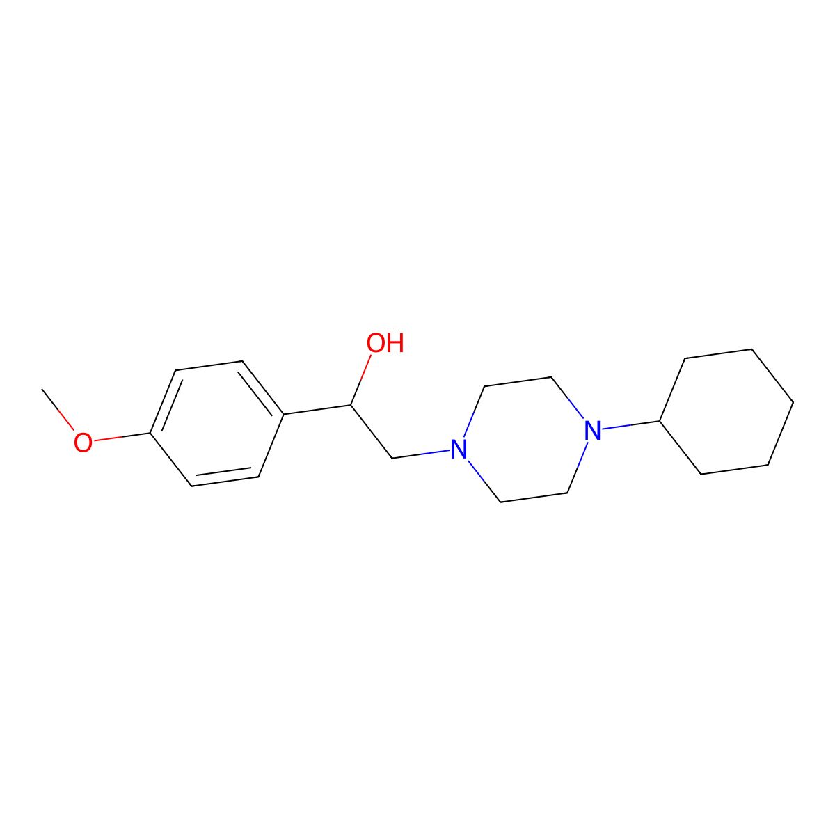 2-(4-Cyclohexylpiperazin-1-yl)-1-(4-methoxyphenyl)ethanol molecular structure, CAS 1251606-32-2