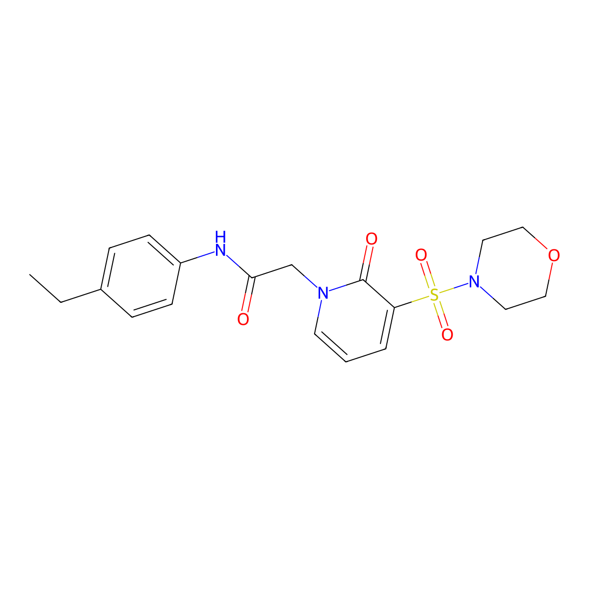 N-(4-ethylphenyl)-2-(3-(morpholinosulfonyl)-2-oxopyridin-1(2H)-yl)acetamide molecular structure, CAS 1251606-39-9
