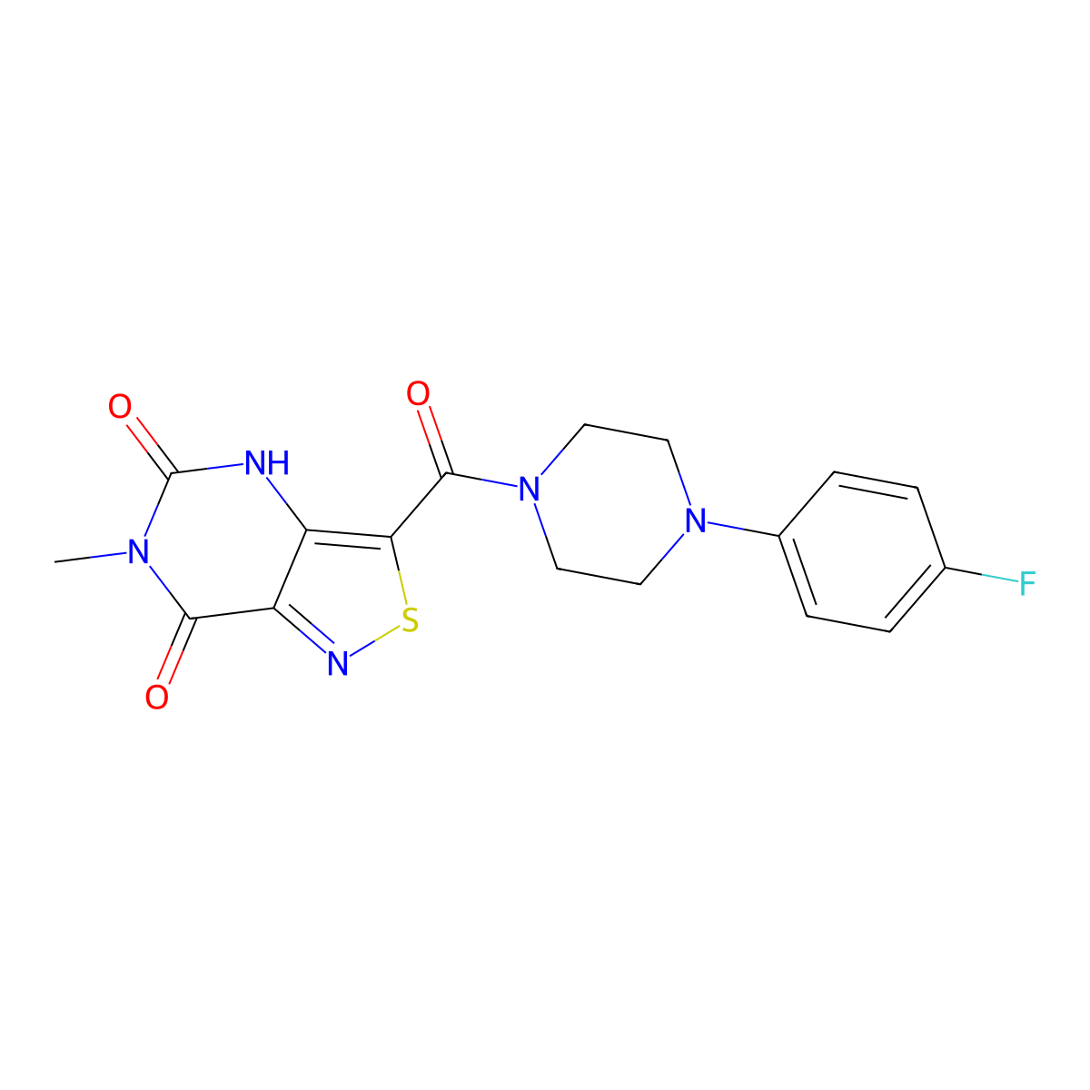 3-[4-(4-fluorophenyl)piperazine-1-carbonyl]-6-methyl-4H,5H,6H,7H-[1,2]thiazolo[4,3-d]pyrimidine-5,7-dione molecular structure, CAS 1251606-42-4
