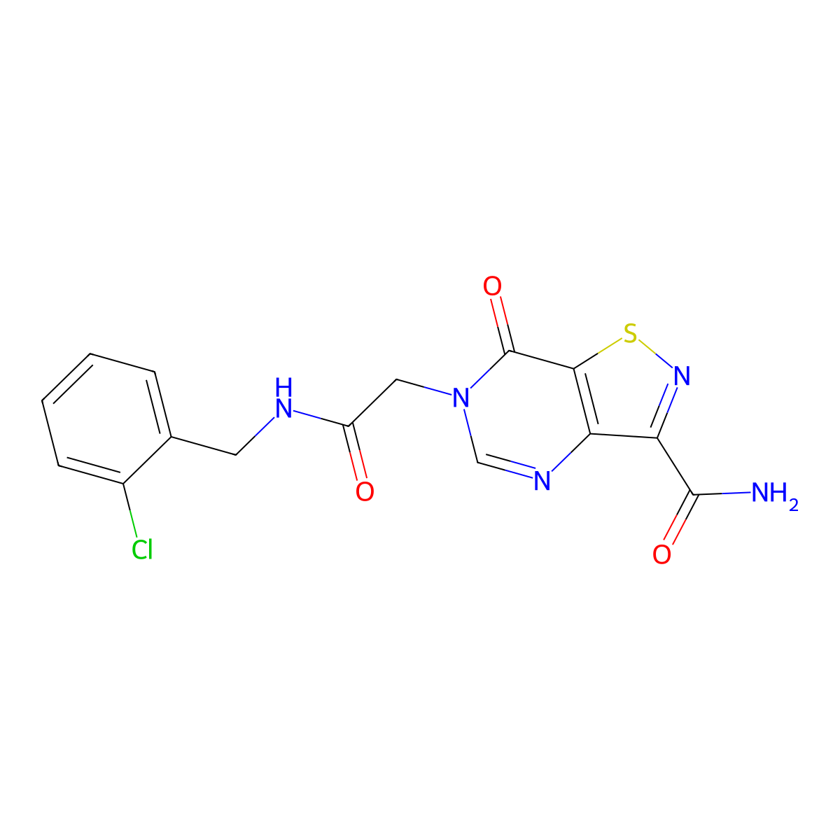 6-(2-((2-Chlorobenzyl)amino)-2-oxoethyl)-7-oxo-6,7-dihydroisothiazolo[4,5-d]pyrimidine-3-carboxamide molecular structure, CAS 1251606-44-6