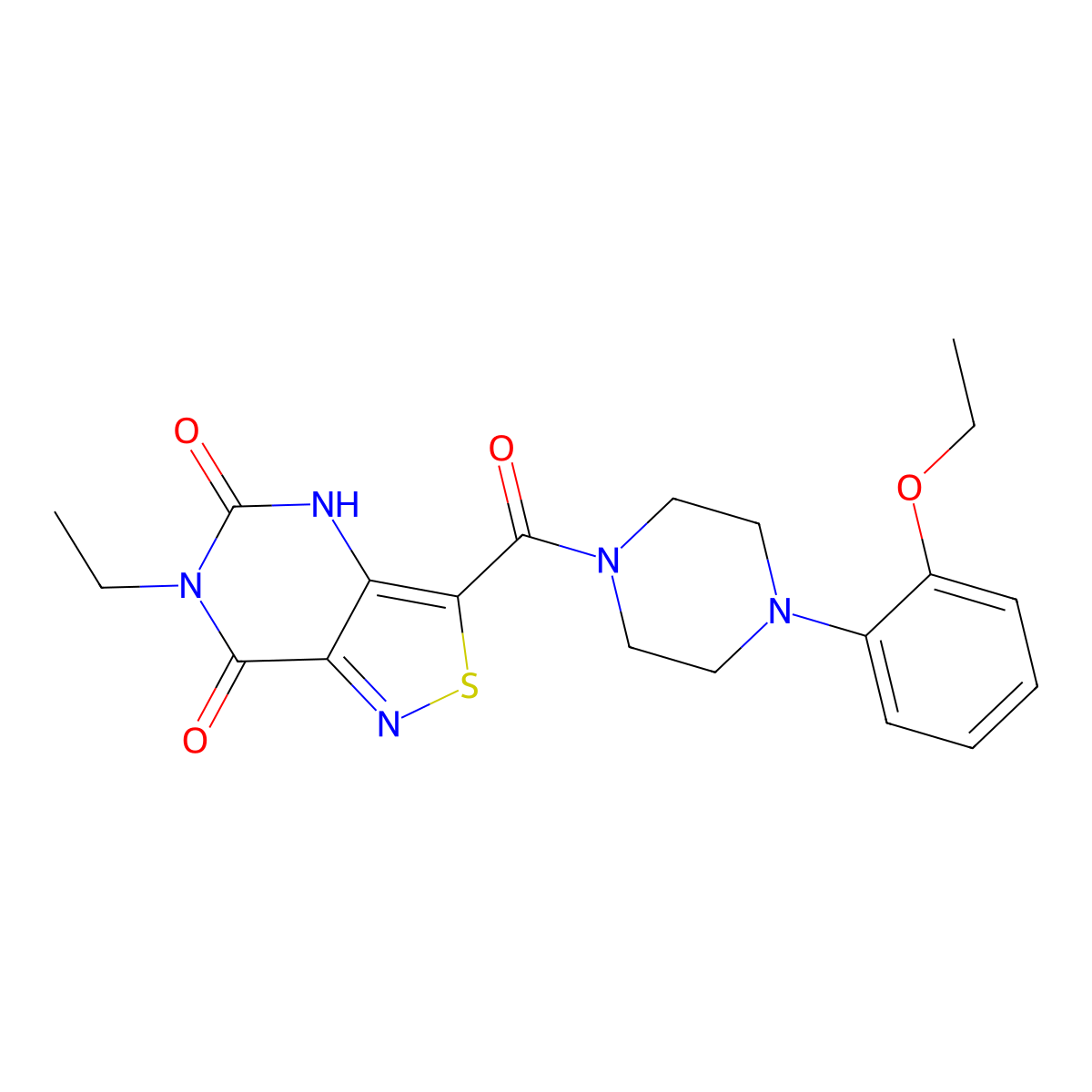 3-[4-(2-ethoxyphenyl)piperazine-1-carbonyl]-6-ethyl-4H,5H,6H,7H-[1,2]thiazolo[4,3-d]pyrimidine-5,7-dione molecular structure, CAS 1251606-45-7