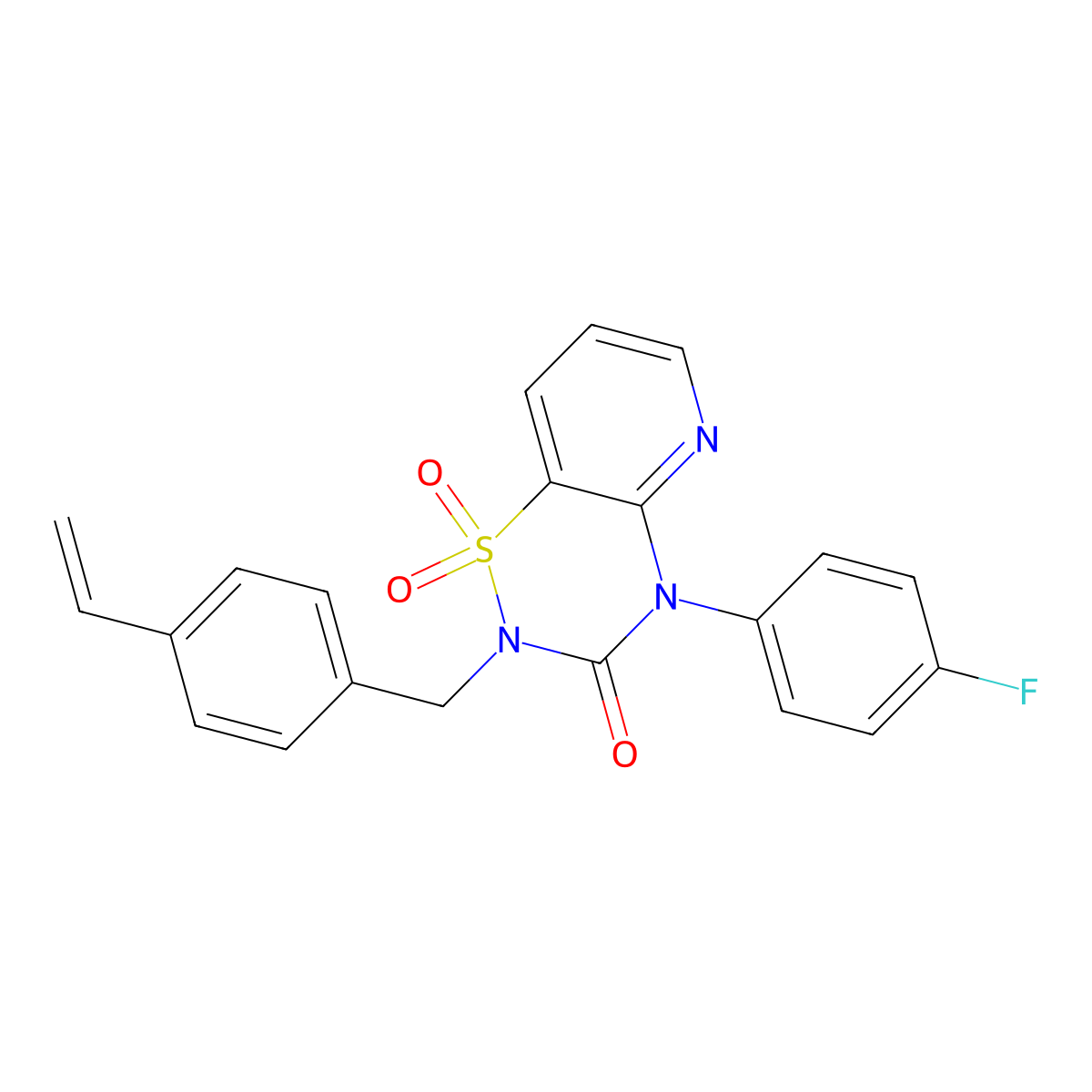 4-(4-fluorophenyl)-2-(4-vinylbenzyl)-2H-pyrido[2,3-e][1,2,4]thiadiazin-3(4H)-one 1,1-dioxide molecular structure, CAS 1251606-51-5