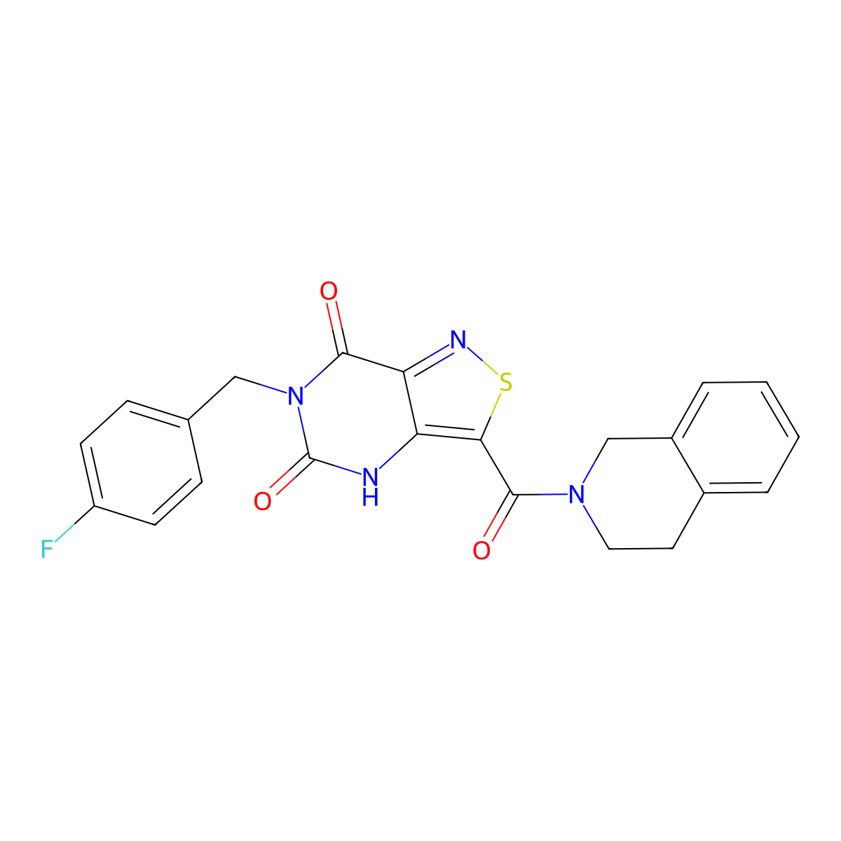 3-[3,4-dihydro-2(1H)-isoquinolinylcarbonyl]-6-(4-fluorobenzyl)isothiazolo[4,3-d]pyrimidine-5,7(4H,6H)-dione molecular structure, CAS 1251606-62-8