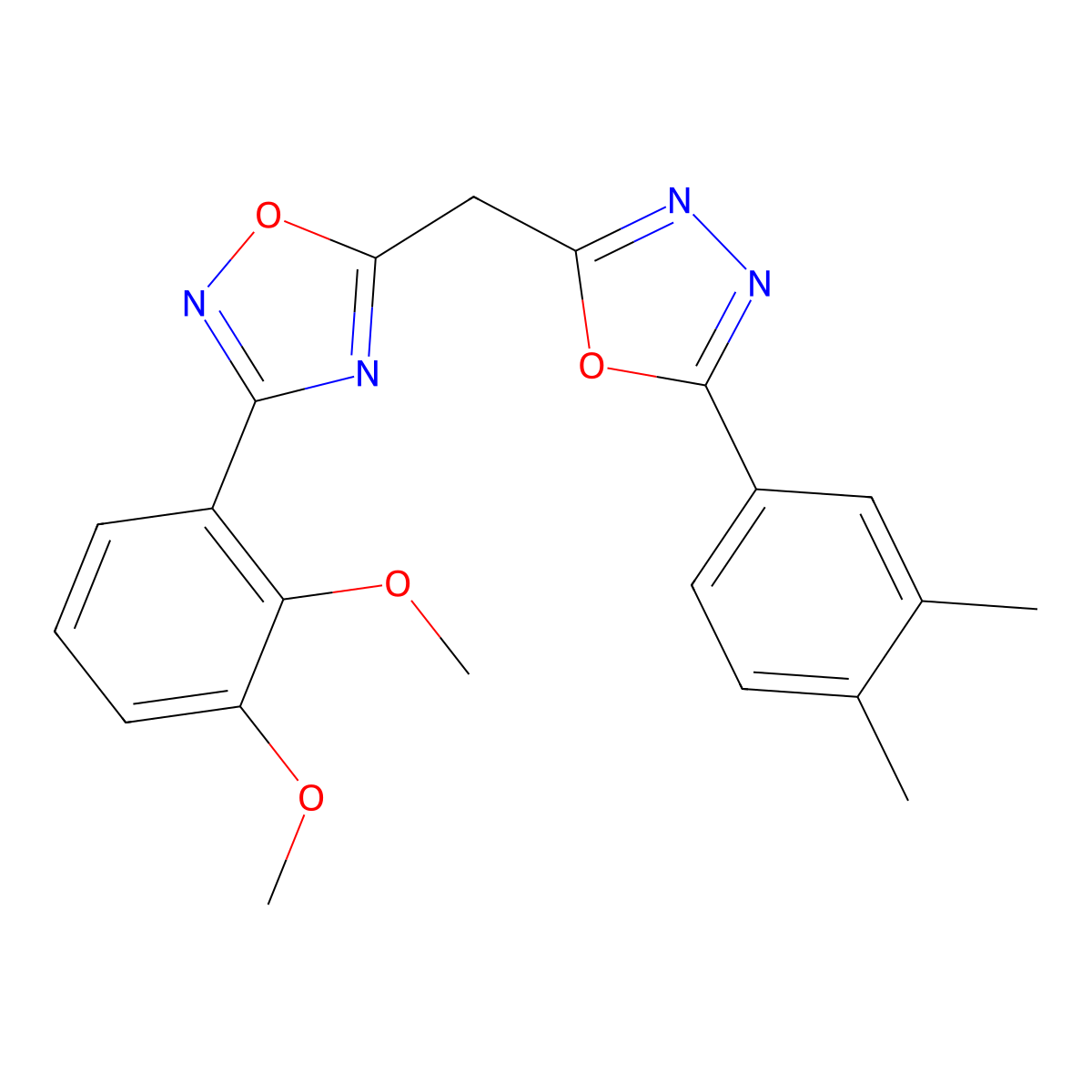 3-(2,3-Dimethoxyphenyl)-5-{[5-(3,4-dimethylphenyl)-1,3,4-oxadiazol-2-yl]methyl}-1,2,4-oxadiazole molecular structure, CAS 1251606-63-9