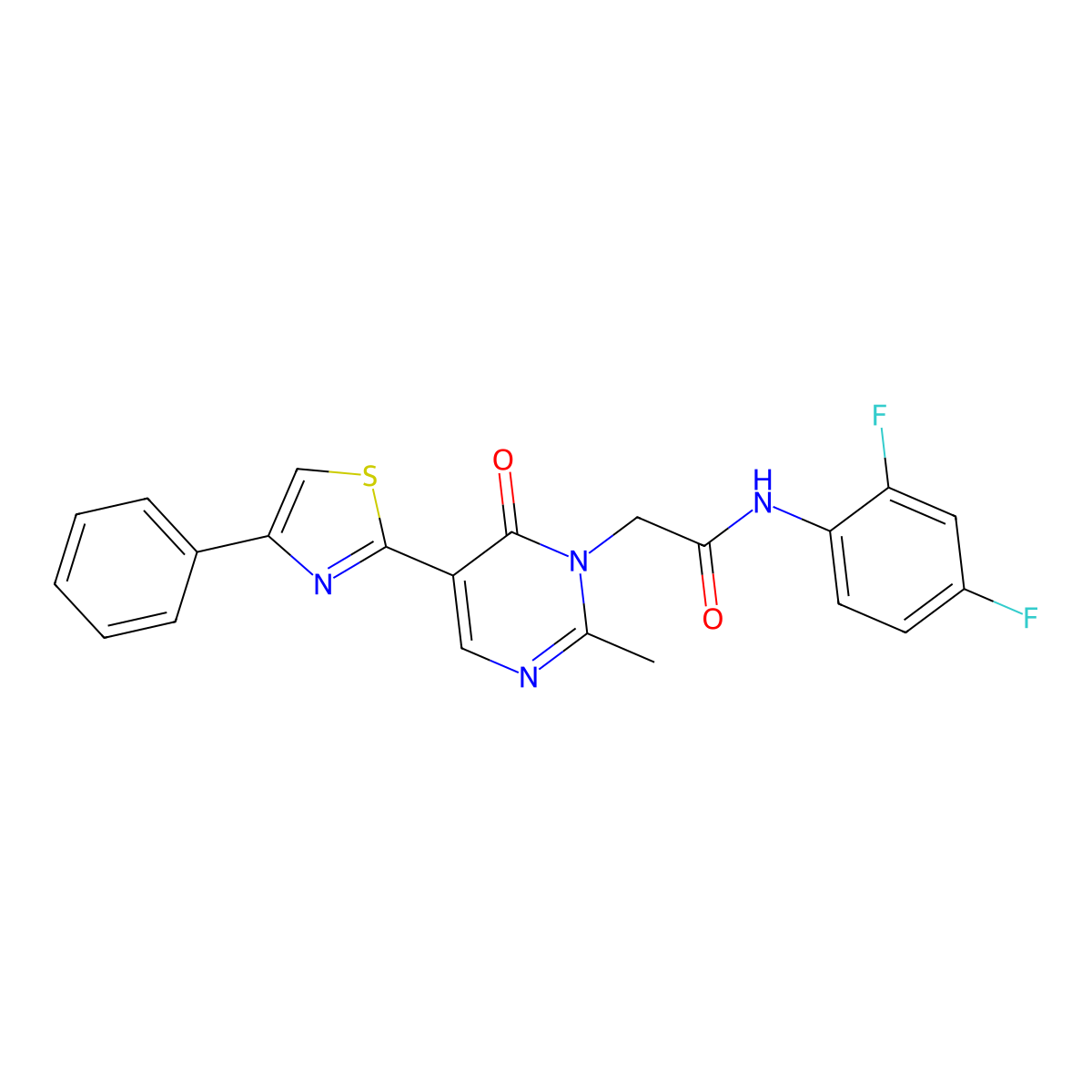 N~1~-(2,4-difluorophenyl)-2-[2-methyl-6-oxo-5-(4-phenyl-1,3-thiazol-2-yl)-1(6H)-pyrimidinyl]acetamide molecular structure, CAS 1251606-64-0