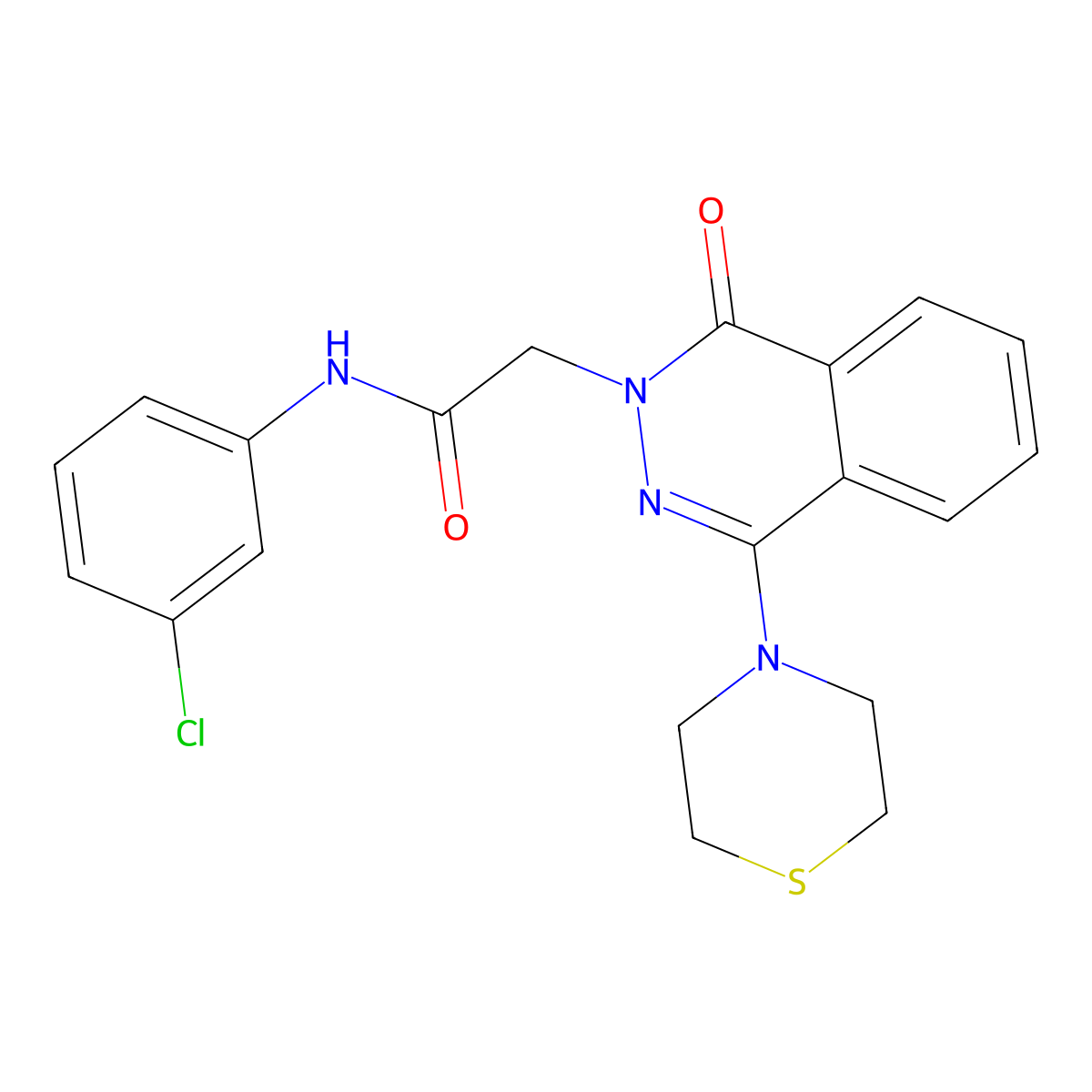 N-(3-chlorophenyl)-2-[1-oxo-4-(thiomorpholin-4-yl)-1,2-dihydrophthalazin-2-yl]acetamide molecular structure, CAS 1251606-68-4