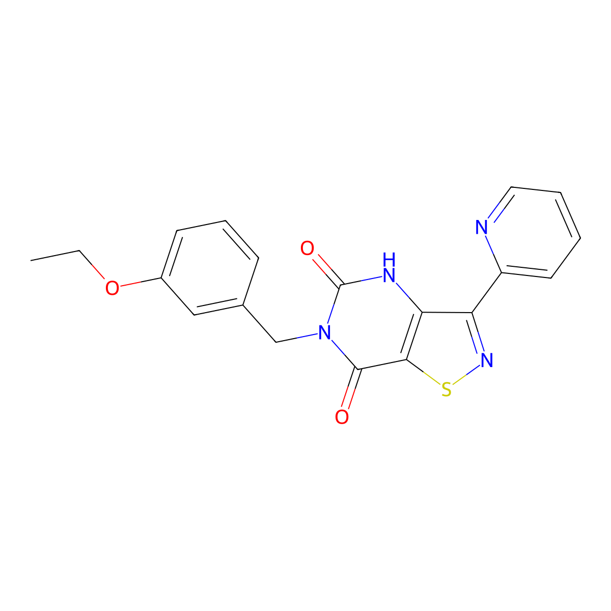 6-[(3-ethoxyphenyl)methyl]-3-(pyridin-2-yl)-4H,5H,6H,7H-[1,2]thiazolo[4,5-d]pyrimidine-5,7-dione molecular structure, CAS 1251606-70-8