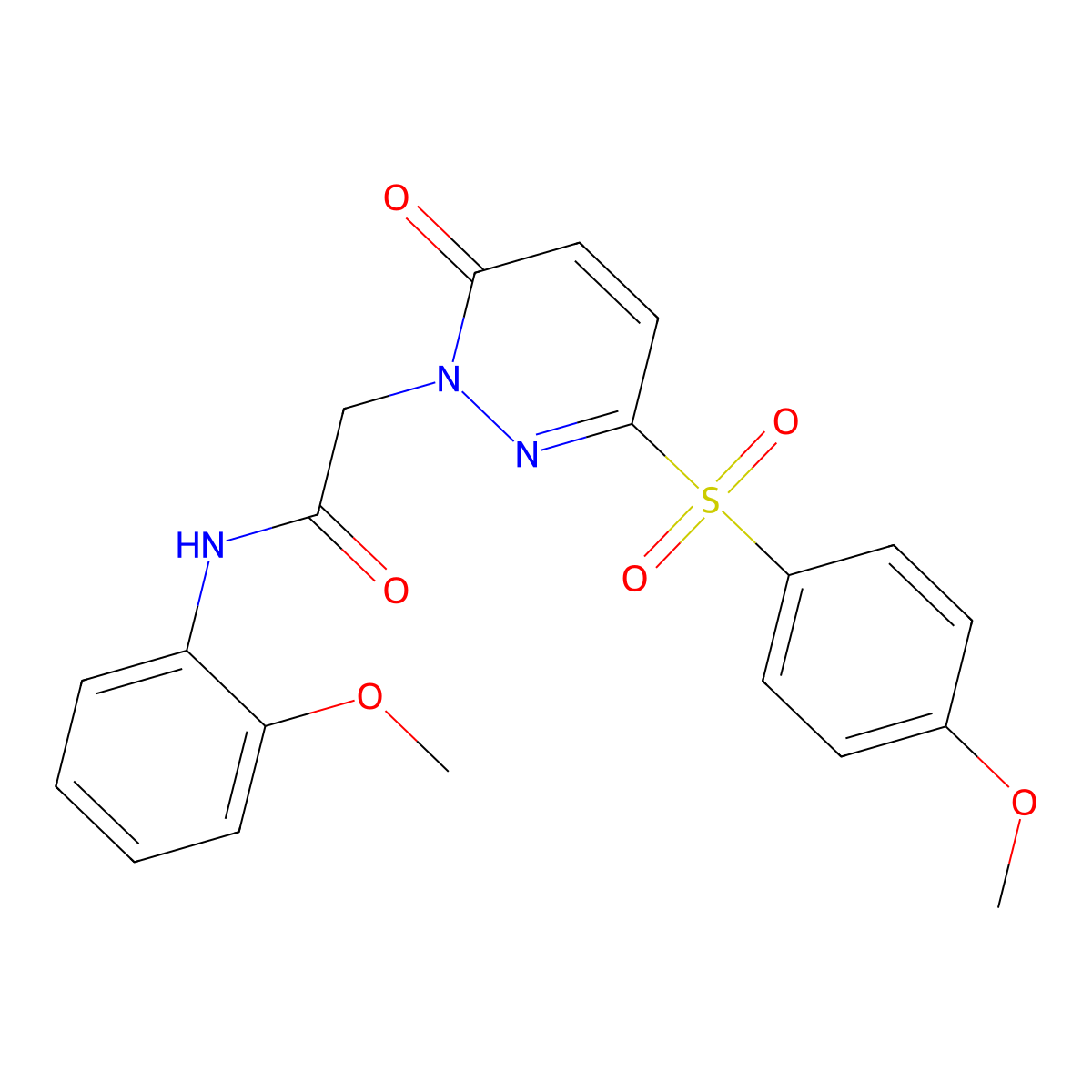 2-[3-(4-methoxybenzenesulfonyl)-6-oxo-1,6-dihydropyridazin-1-yl]-N-(2-methoxyphenyl)acetamide molecular structure, CAS 1251606-76-4
