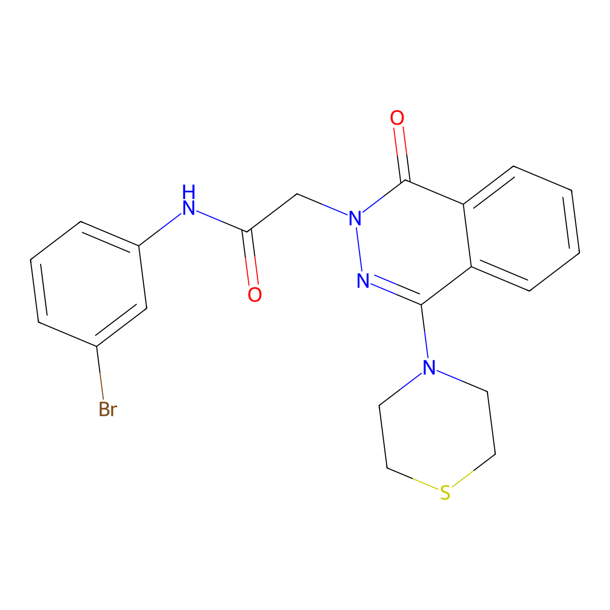 N-(3-bromophenyl)-2-[1-oxo-4-(thiomorpholin-4-yl)-1,2-dihydrophthalazin-2-yl]acetamide molecular structure, CAS 1251606-78-6