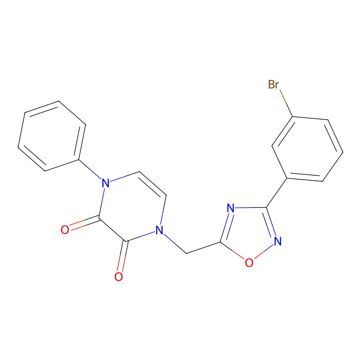 1-((3-(3-bromophenyl)-1,2,4-oxadiazol-5-yl)methyl)-4-phenylpyrazine-2,3(1H,4H)-dione molecular structure, CAS 1251606-85-5