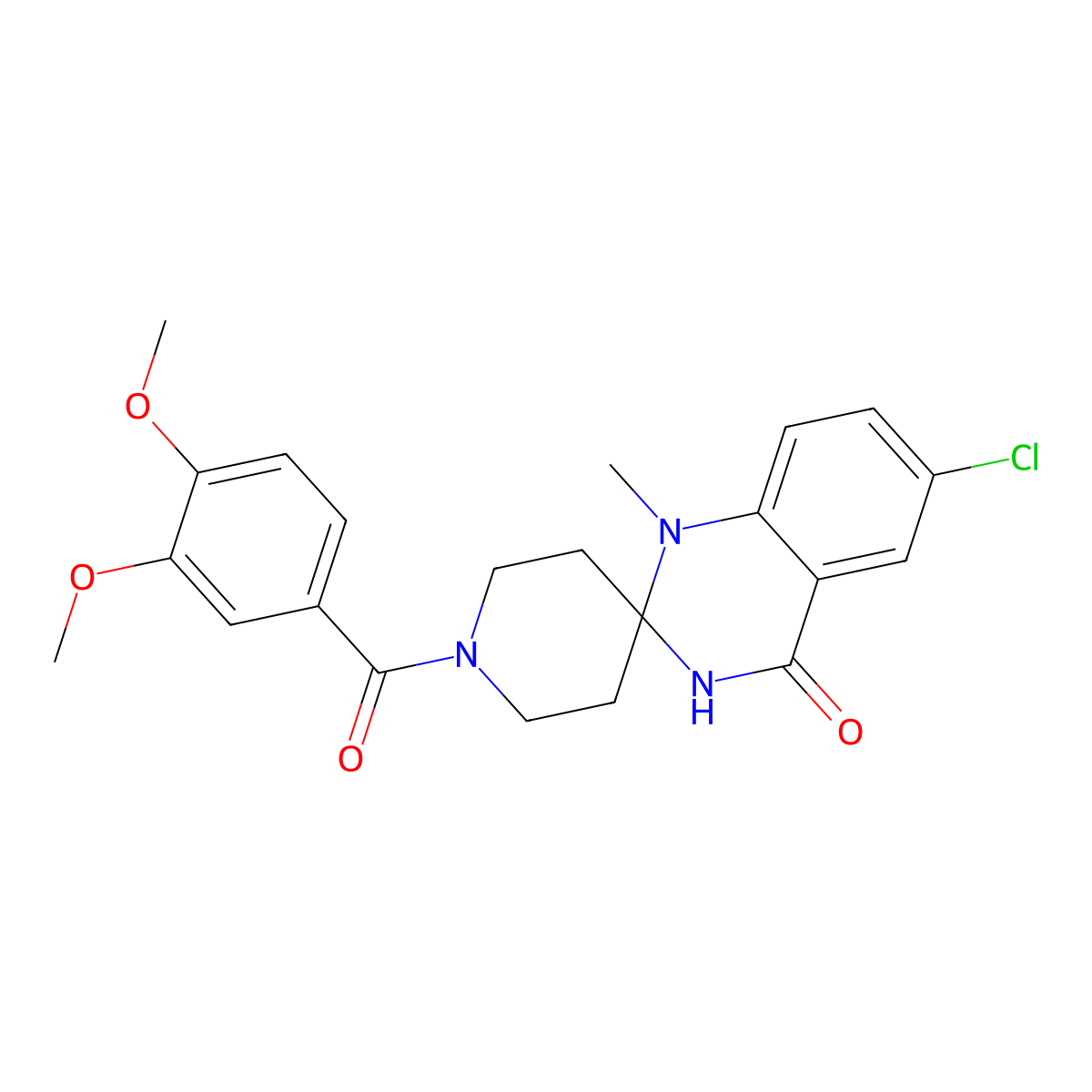 6'-chloro-1-(3,4-dimethoxybenzoyl)-1'-methyl-3',4'-dihydro-1'H-spiro[piperidine-4,2'-quinazoline]-4'-one molecular structure, CAS 1251606-93-5