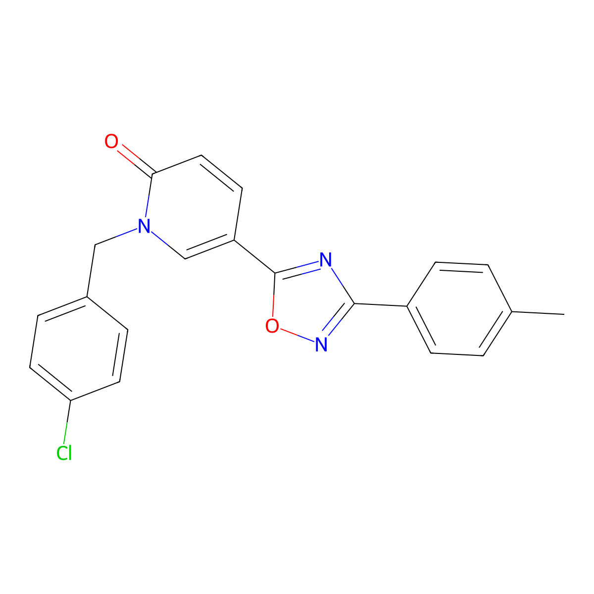 1-(4-chlorobenzyl)-5-(3-(p-tolyl)-1,2,4-oxadiazol-5-yl)pyridin-2(1H)-one molecular structure, CAS 1251606-94-6