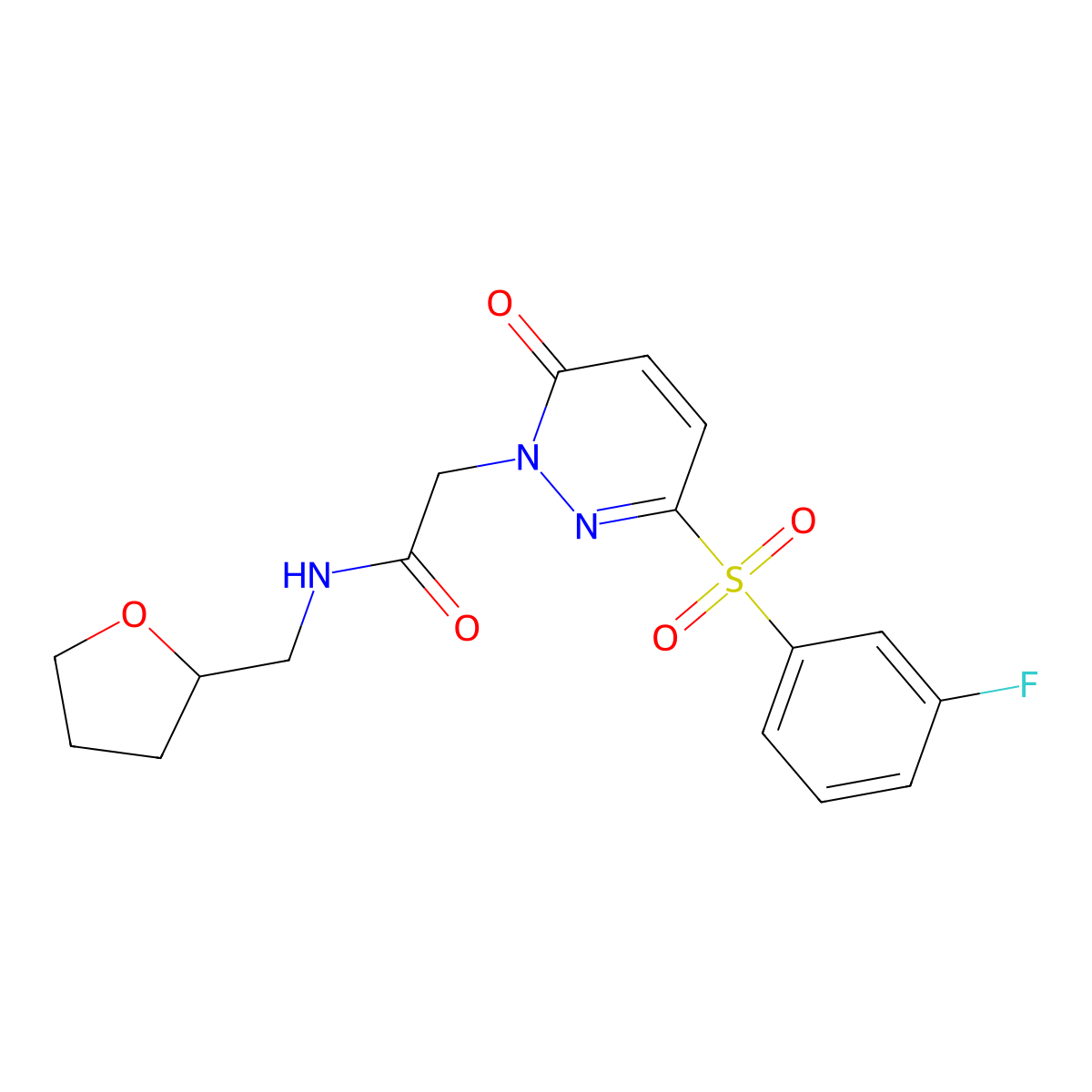 2-[3-(3-fluorobenzenesulfonyl)-6-oxo-1,6-dihydropyridazin-1-yl]-N-[(oxolan-2-yl)methyl]acetamide molecular structure, CAS 1251607-29-0