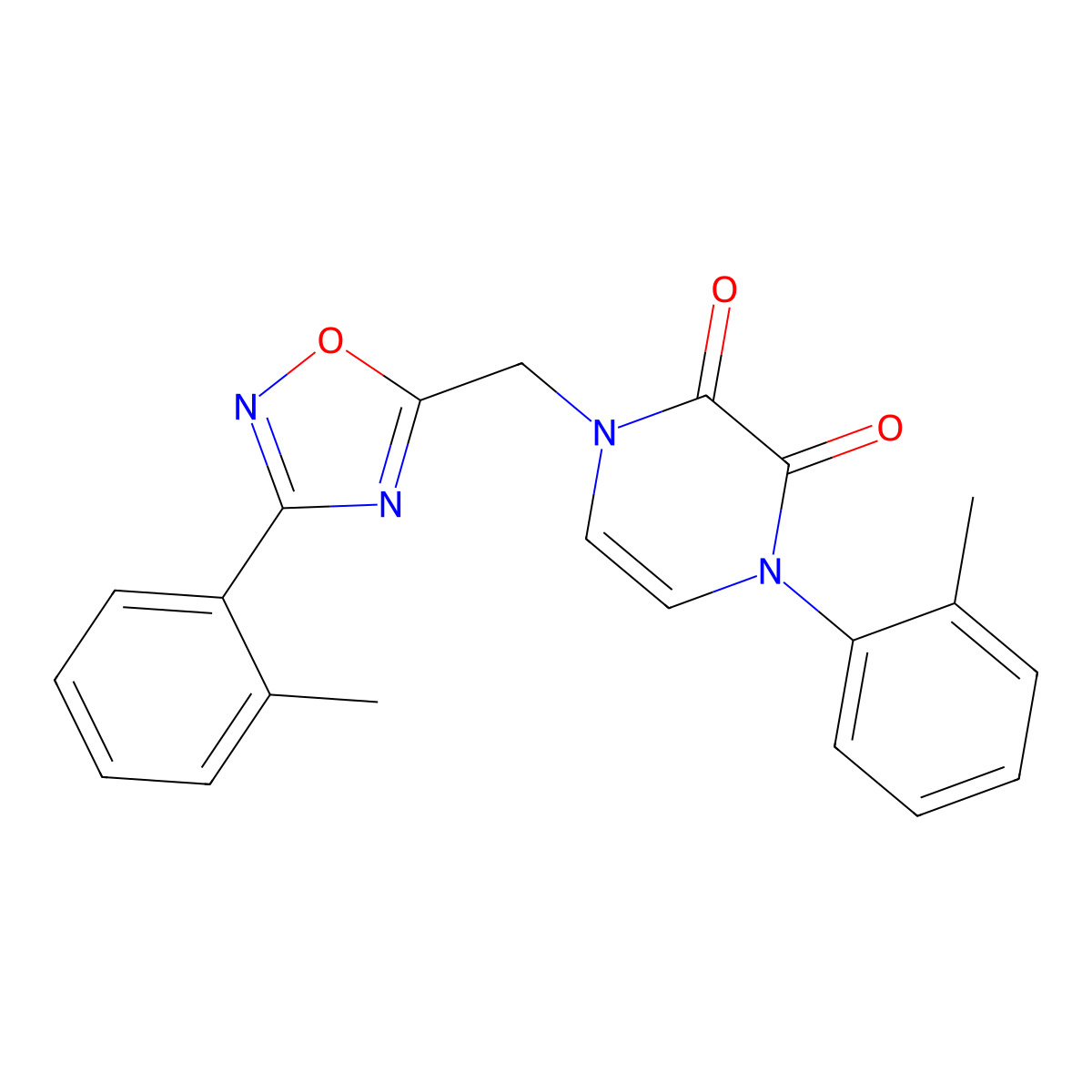 1-(o-tolyl)-4-((3-(o-tolyl)-1,2,4-oxadiazol-5-yl)methyl)pyrazine-2,3(1H,4H)-dione molecular structure, CAS 1251607-31-4