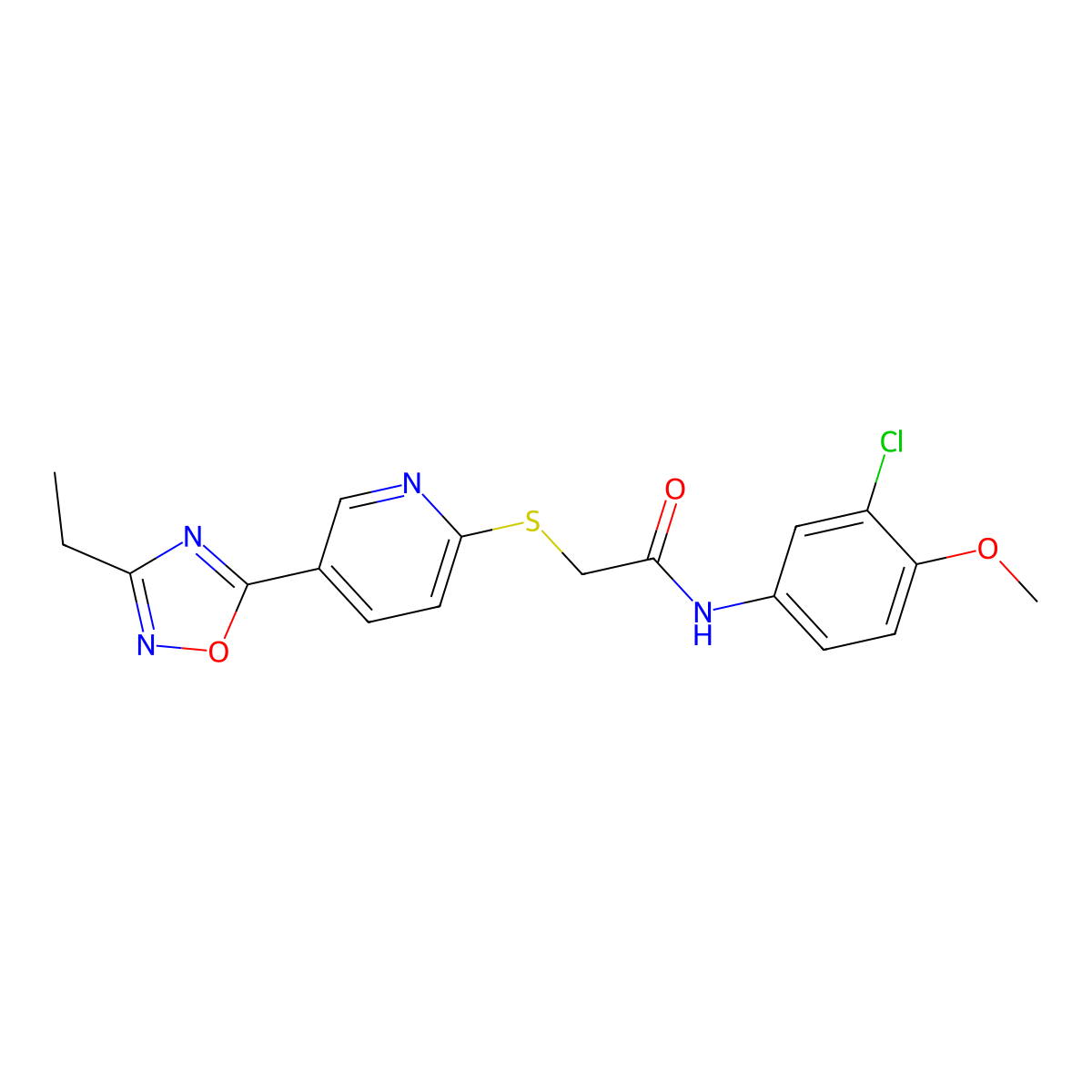 N-(3-chloro-4-methoxyphenyl)-2-((5-(3-ethyl-1,2,4-oxadiazol-5-yl)pyridin-2-yl)thio)acetamide molecular structure, CAS 1251607-37-0