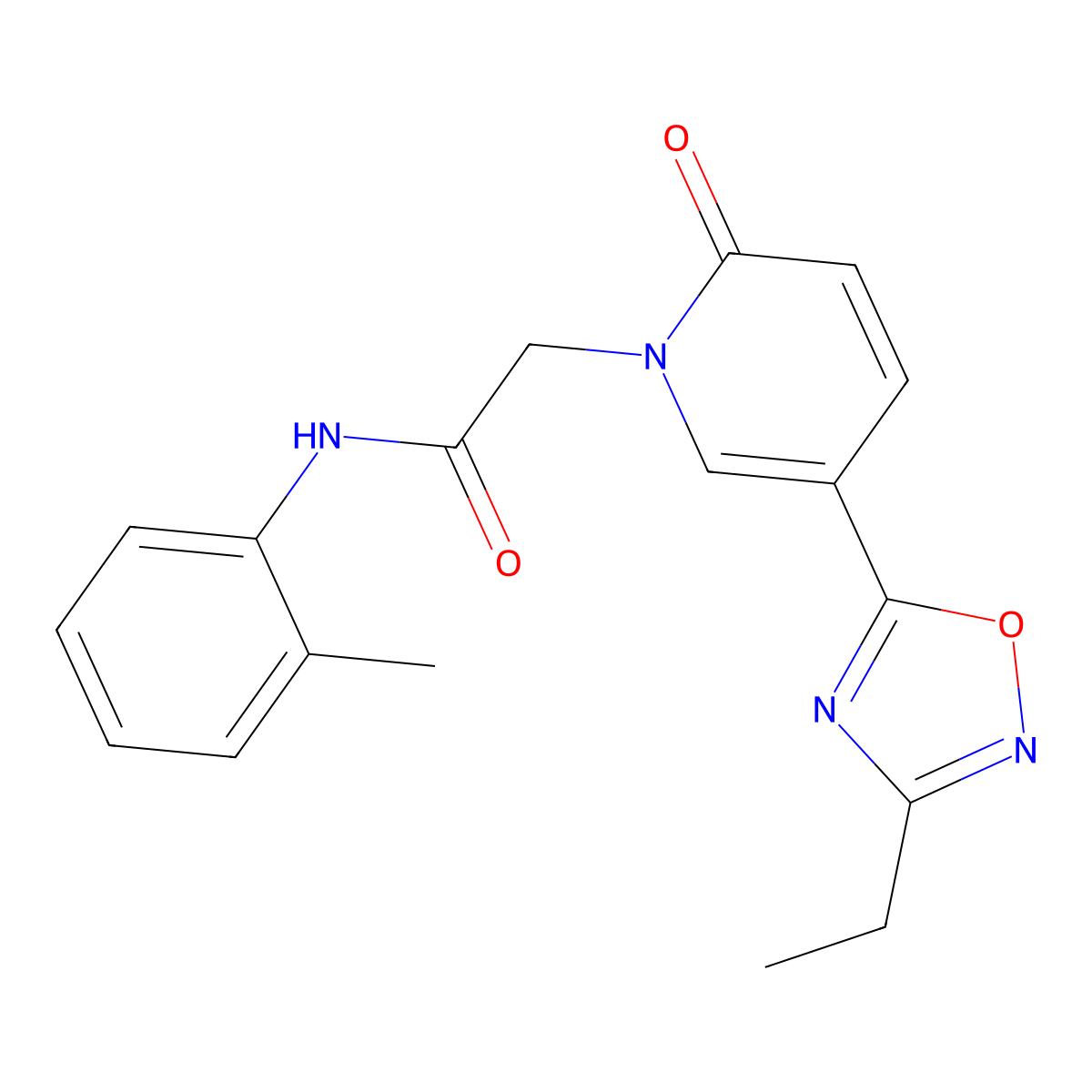 2-[5-(3-ethyl-1,2,4-oxadiazol-5-yl)-2-oxopyridin-1(2H)-yl]-N-(2-methylphenyl)acetamide molecular structure, CAS 1251607-39-2