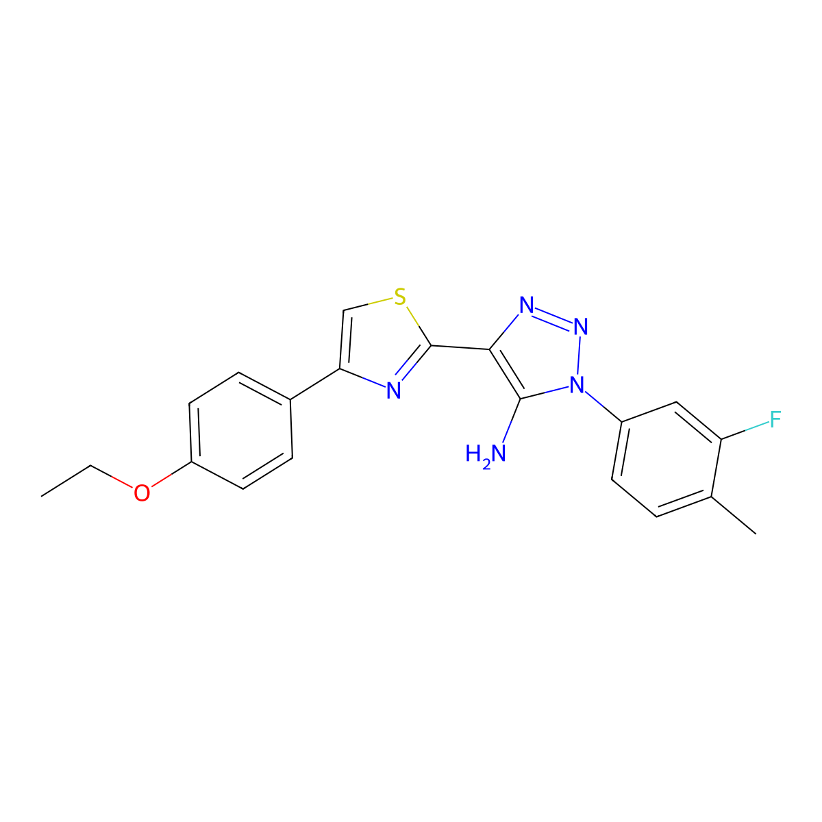 4-(4-(4-ethoxyphenyl)thiazol-2-yl)-1-(3-fluoro-4-methylphenyl)-1H-1,2,3-triazol-5-amine molecular structure, CAS 1251607-42-7