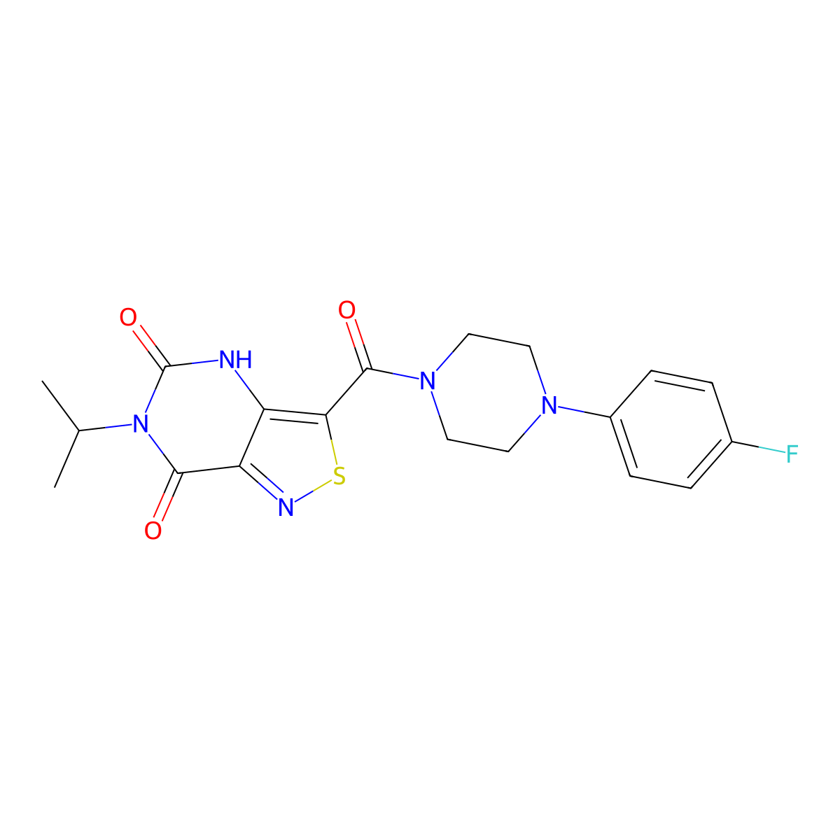 3-{[4-(4-fluorophenyl)piperazino]carbonyl}-6-isopropylisothiazolo[4,3-d]pyrimidine-5,7(4H,6H)-dione molecular structure, CAS 1251607-43-8
