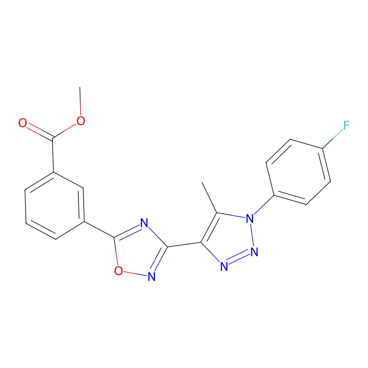 methyl 3-{3-[1-(4-fluorophenyl)-5-methyl-1H-1,2,3-triazol-4-yl]-1,2,4-oxadiazol-5-yl}benzoate molecular structure, CAS 1251607-44-9