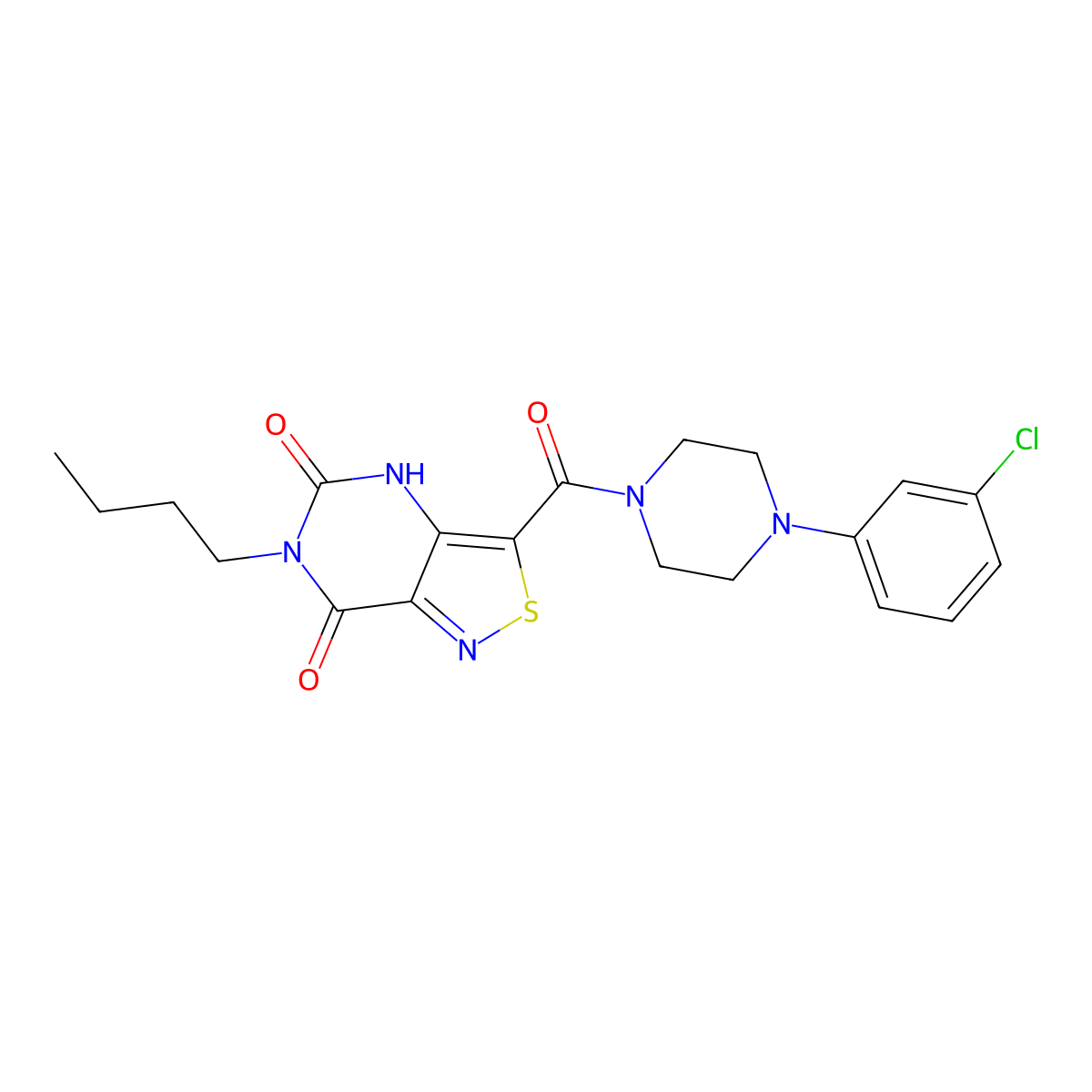6-butyl-3-{[4-(3-chlorophenyl)piperazino]carbonyl}isothiazolo[4,3-d]pyrimidine-5,7(4H,6H)-dione molecular structure, CAS 1251607-47-2
