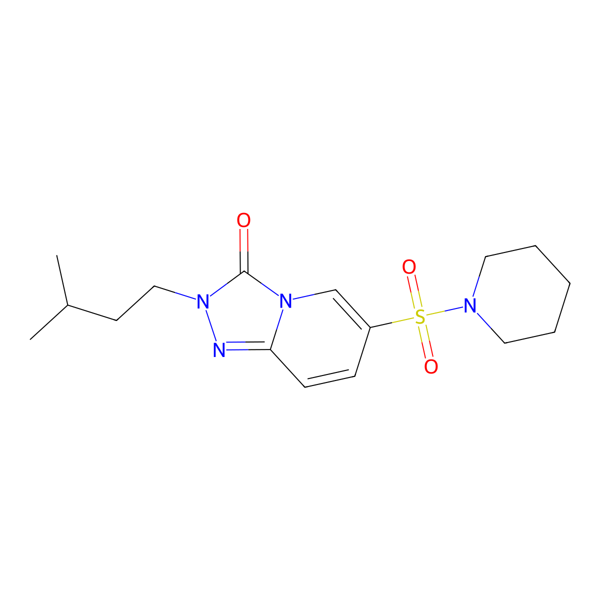 2-isopentyl-6-(piperidin-1-ylsulfonyl)-[1,2,4]triazolo[4,3-a]pyridin-3(2H)-one molecular structure, CAS 1251607-54-1