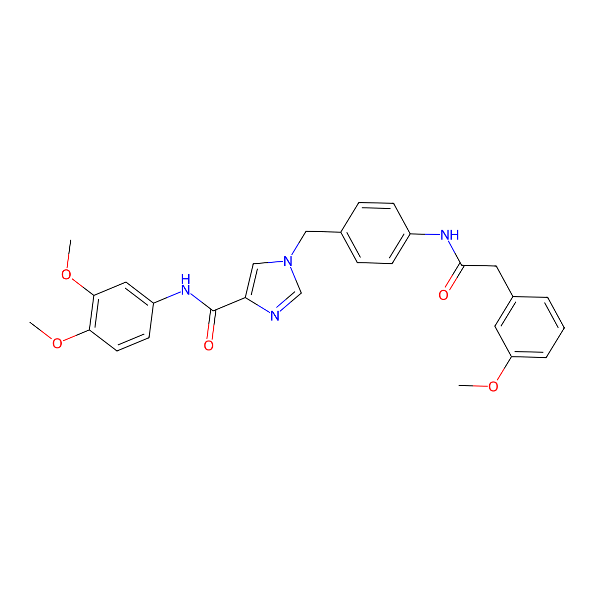 N-(3,4-dimethoxyphenyl)-1-(4-(2-(3-methoxyphenyl)acetamido)benzyl)-1H-imidazole-4-carboxamide molecular structure, CAS 1251607-58-5