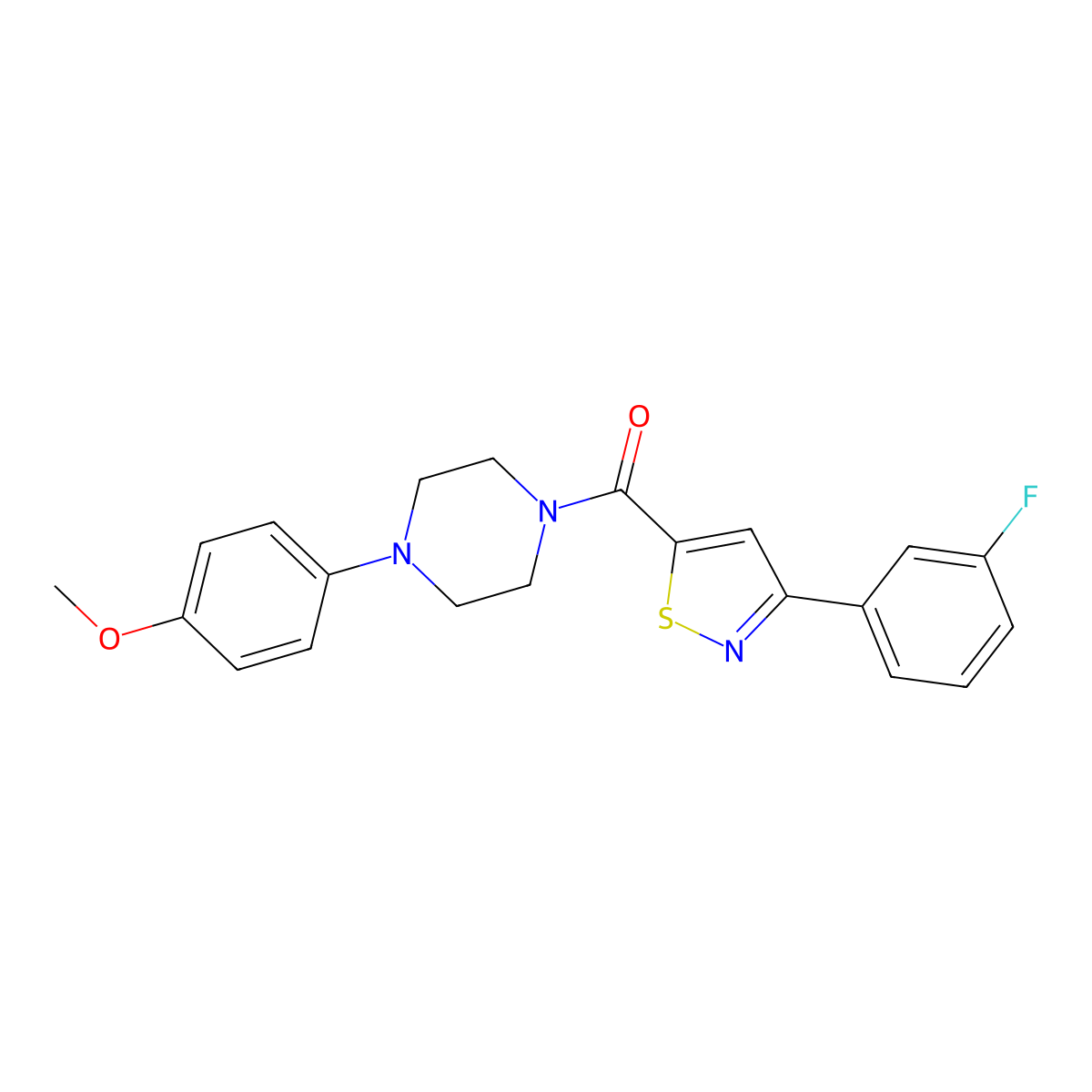 (3-(3-Fluorophenyl)isothiazol-5-yl)(4-(4-methoxyphenyl)piperazin-1-yl)methanone molecular structure, CAS 1251607-62-1