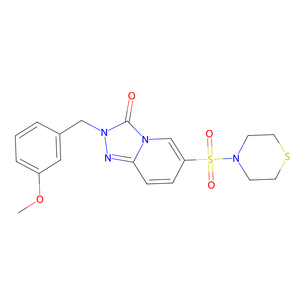 2-(3-methoxybenzyl)-6-(thiomorpholinosulfonyl)-[1,2,4]triazolo[4,3-a]pyridin-3(2H)-one molecular structure, CAS 1251607-66-5