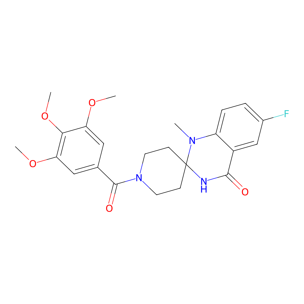 6'-fluoro-1'-methyl-1-(3,4,5-trimethoxybenzoyl)-3',4'-dihydro-1'H-spiro[piperidine-4,2'-quinazoline]-4'-one molecular structure, CAS 1251607-69-8