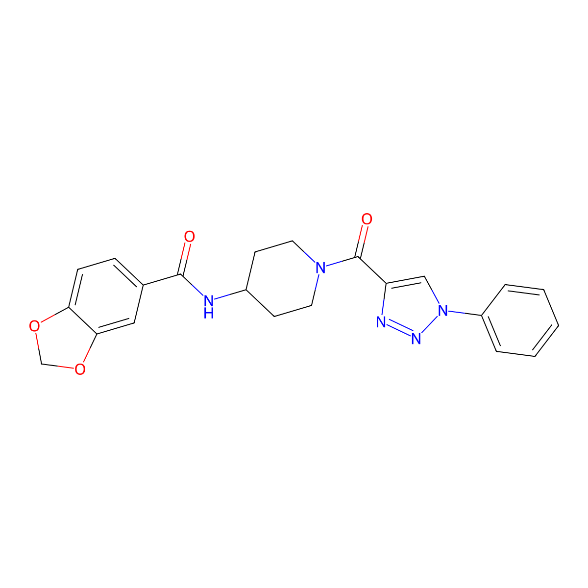 N-(1-(1-phenyl-1H-1,2,3-triazole-4-carbonyl)piperidin-4-yl)benzo[d][1,3]dioxole-5-carboxamide molecular structure, CAS 1251607-71-2