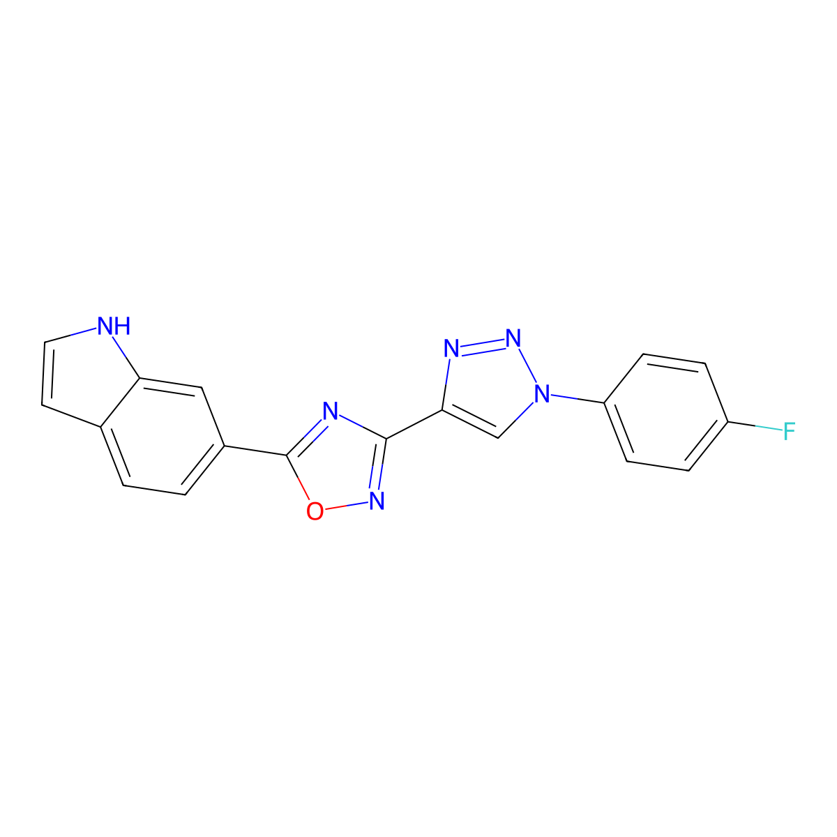 6-{3-[1-(4-fluorophenyl)-1H-1,2,3-triazol-4-yl]-1,2,4-oxadiazol-5-yl}-1H-indole molecular structure, CAS 1251607-72-3