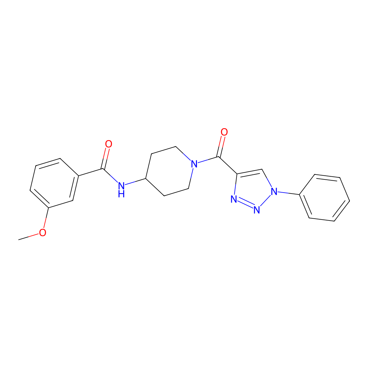 3-methoxy-N-(1-(1-phenyl-1H-1,2,3-triazole-4-carbonyl)piperidin-4-yl)benzamide molecular structure, CAS 1251607-75-6
