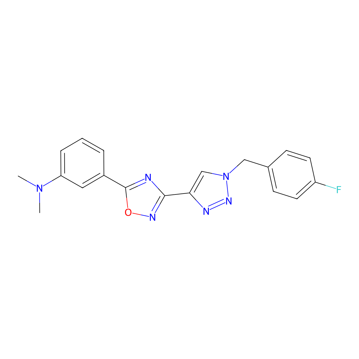 (3-{3-[1-(4-fluorobenzyl)-1H-1,2,3-triazol-4-yl]-1,2,4-oxadiazol-5-yl}phenyl)dimethylamine molecular structure, CAS 1251607-77-8