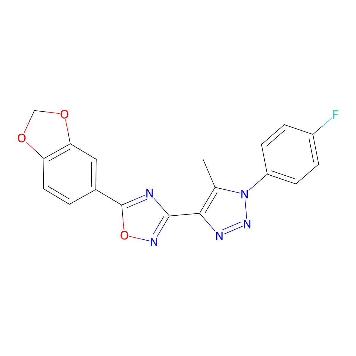 5-(1,3-benzodioxol-5-yl)-3-[1-(4-fluorophenyl)-5-methyl-1H-1,2,3-triazol-4-yl]-1,2,4-oxadiazole molecular structure, CAS 1251607-80-3