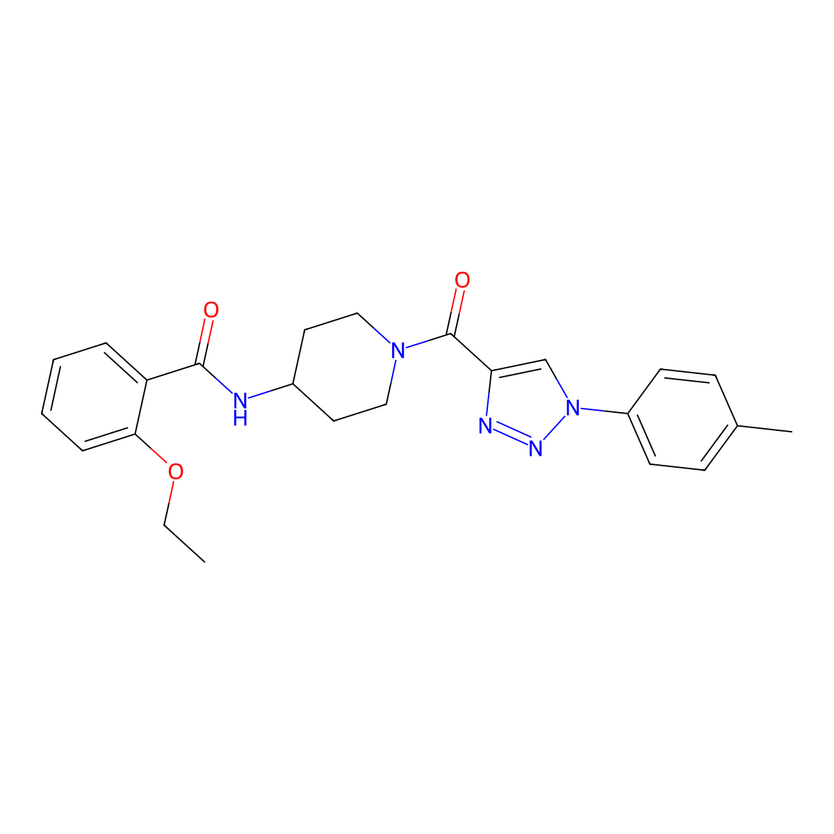 2-ethoxy-N-(1-(1-(p-tolyl)-1H-1,2,3-triazole-4-carbonyl)piperidin-4-yl)benzamide molecular structure, CAS 1251607-81-4