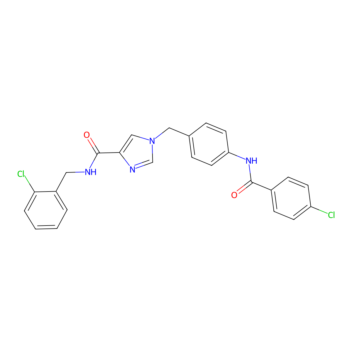 1-(4-(4-chlorobenzamido)benzyl)-N-(2-chlorobenzyl)-1H-imidazole-4-carboxamide molecular structure, CAS 1251607-82-5