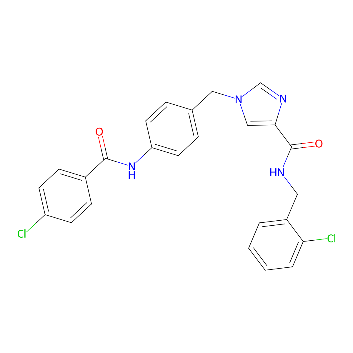 1-(4-(4-chlorobenzamido)benzyl)-N-(2-chlorobenzyl)-1H-imidazole-4-carboxamide molecular structure, CAS 1251607-82-5