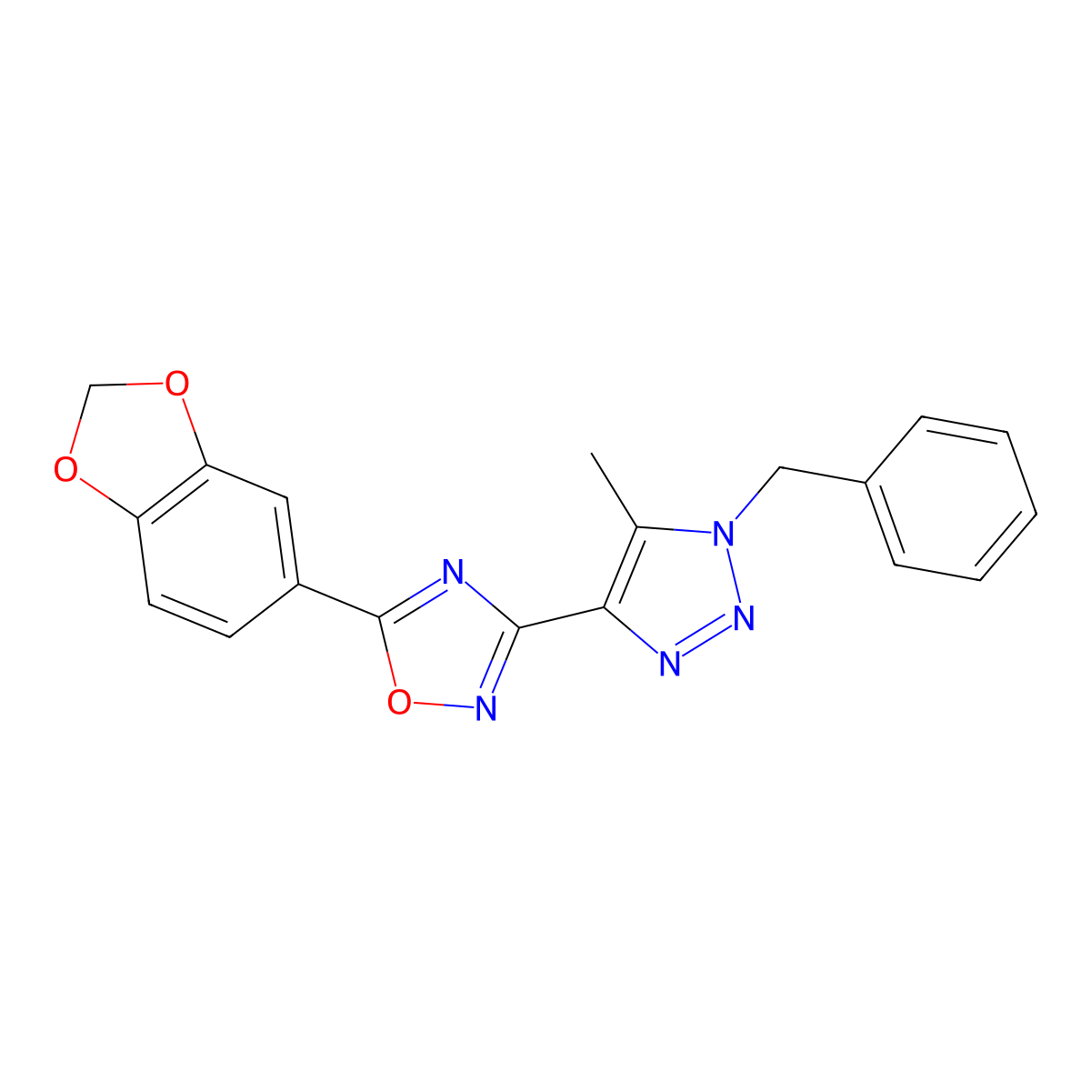 5-(2H-1,3-benzodioxol-5-yl)-3-(1-benzyl-5-methyl-1H-1,2,3-triazol-4-yl)-1,2,4-oxadiazole molecular structure, CAS 1251607-84-7