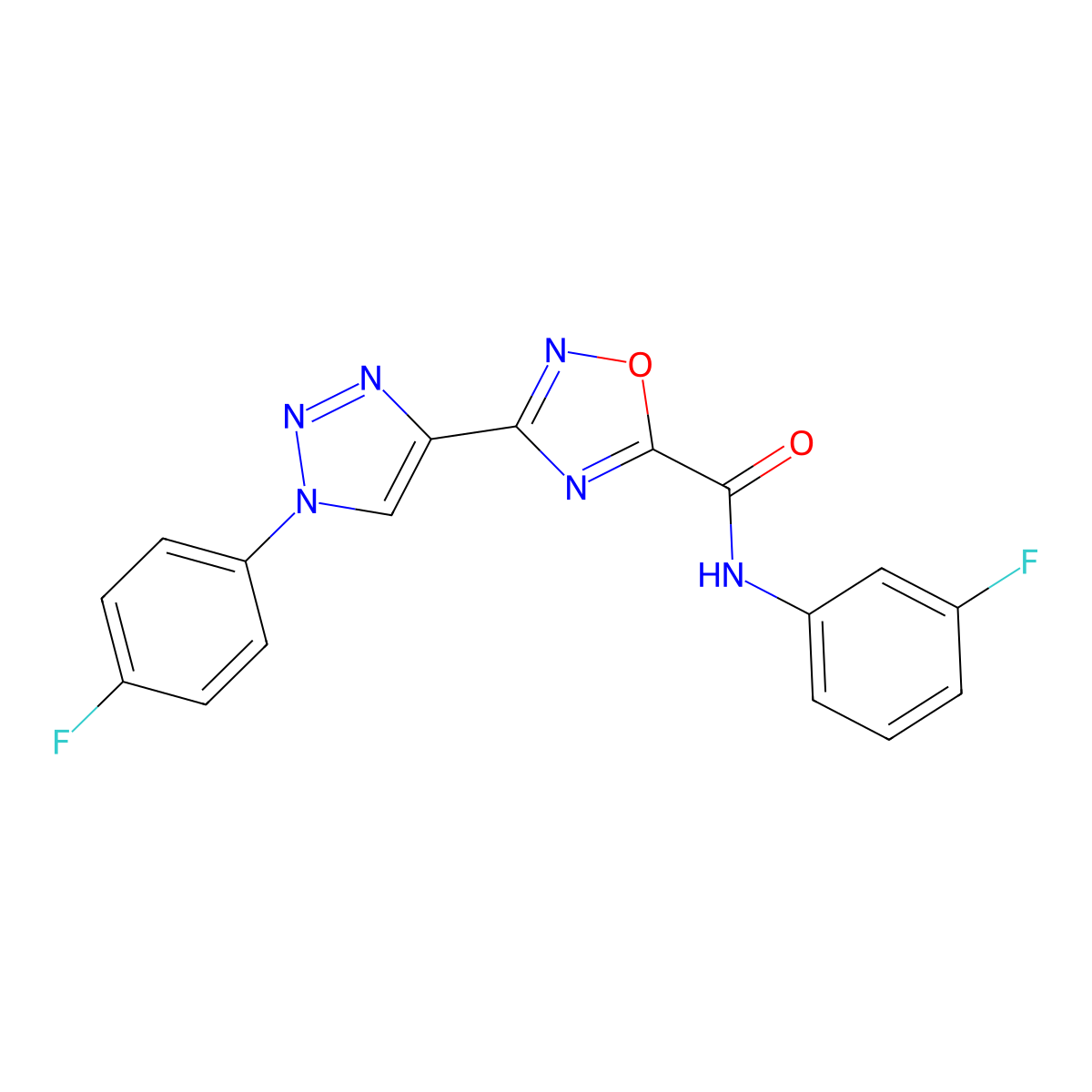 N-(3-fluorophenyl)-3-[1-(4-fluorophenyl)-1H-1,2,3-triazol-4-yl]-1,2,4-oxadiazole-5-carboxamide molecular structure, CAS 1251607-93-8