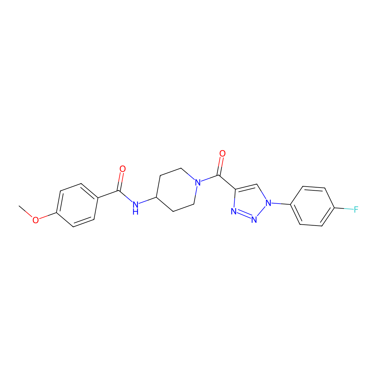 N-(1-(1-(4-fluorophenyl)-1H-1,2,3-triazole-4-carbonyl)piperidin-4-yl)-4-methoxybenzamide molecular structure, CAS 1251607-94-9