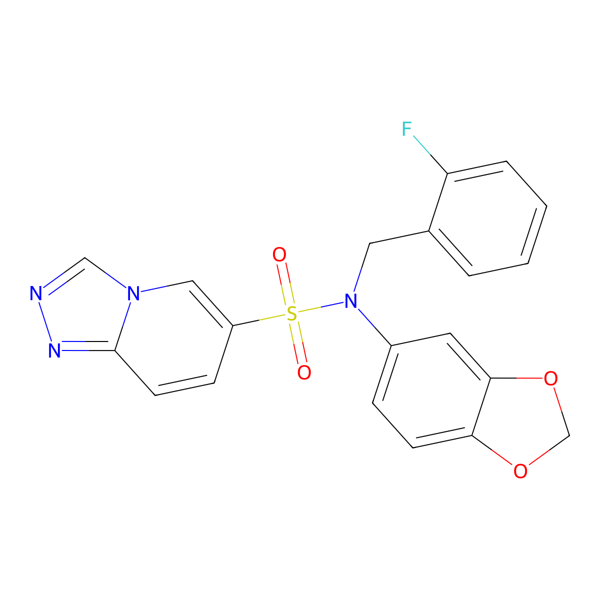 N-(2H-1,3-Benzodioxol-5-YL)-N-[(2-fluorophenyl)methyl]-[1,2,4]triazolo[4,3-A]pyridine-6-sulfonamide molecular structure, CAS 1251607-96-1