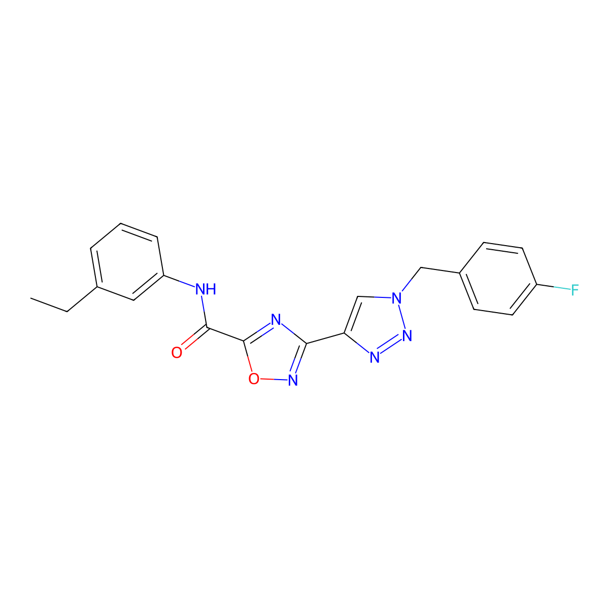 N-(3-ethylphenyl)-3-{1-[(4-fluorophenyl)methyl]-1H-1,2,3-triazol-4-yl}-1,2,4-oxadiazole-5-carboxamide molecular structure, CAS 1251607-97-2