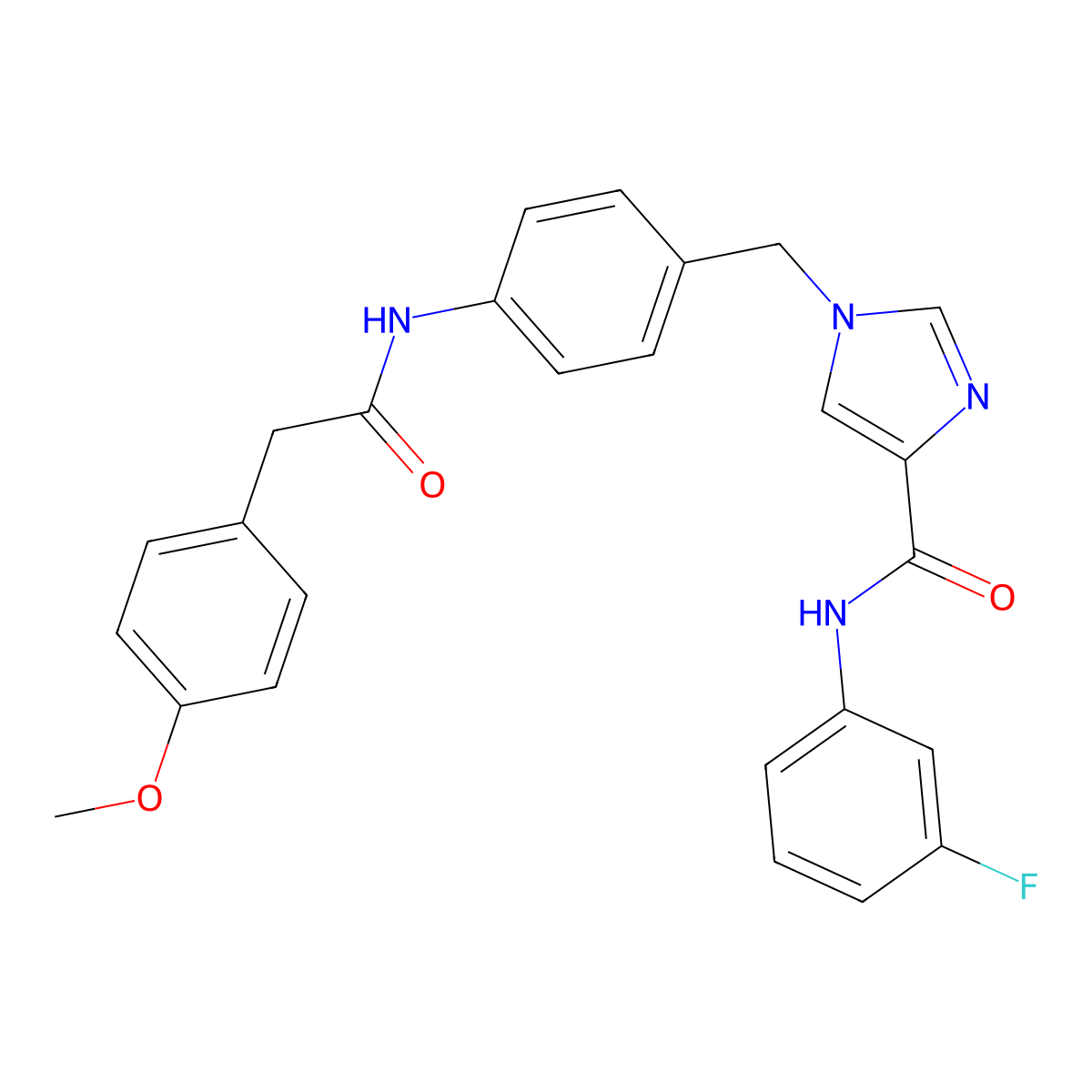 N-(3-fluorophenyl)-1-(4-(2-(4-methoxyphenyl)acetamido)benzyl)-1H-imidazole-4-carboxamide molecular structure, CAS 1251607-99-4