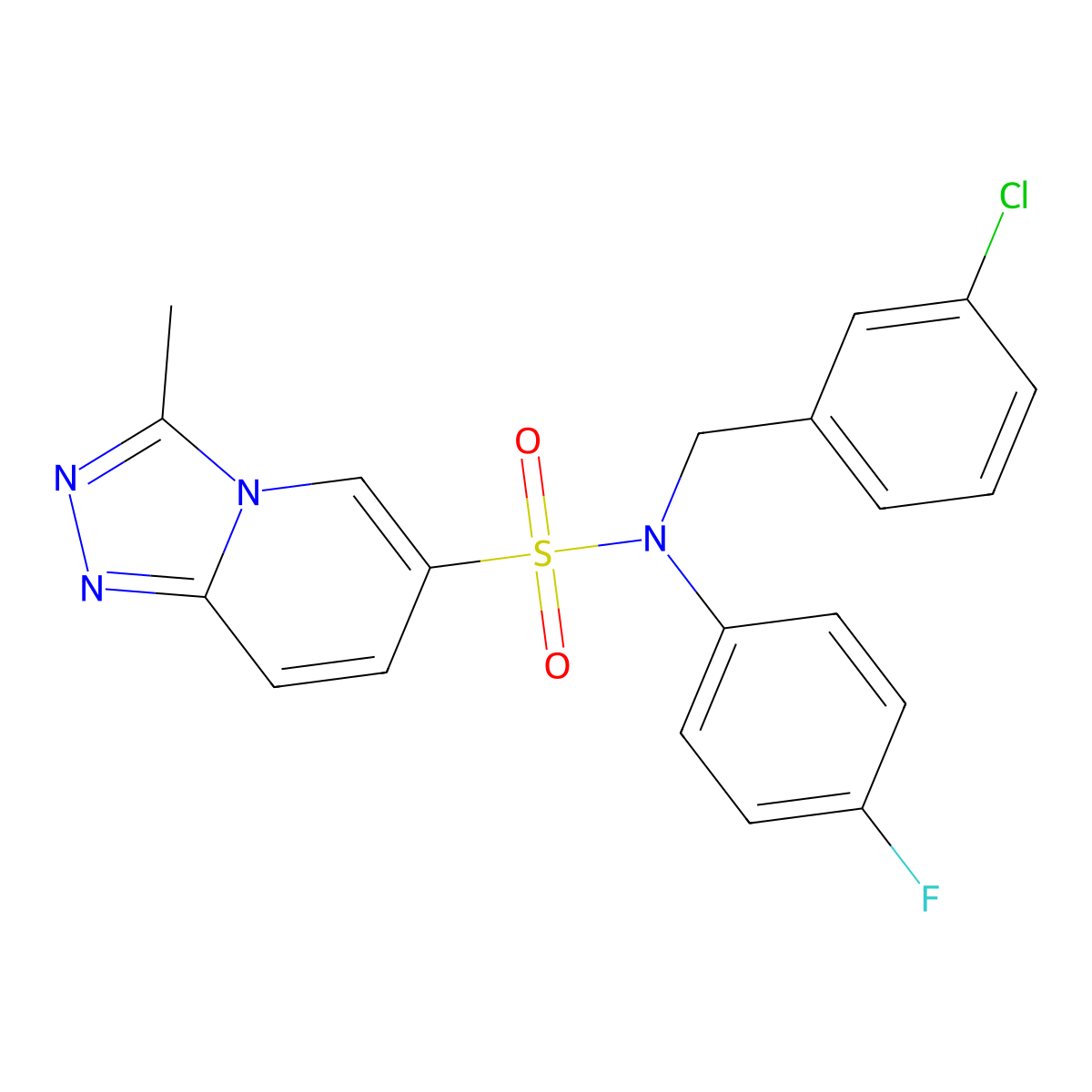 N-[(3-chlorophenyl)methyl]-N-(4-fluorophenyl)-3-methyl-[1,2,4]triazolo[4,3-a]pyridine-6-sulfonamide molecular structure, CAS 1251608-04-4