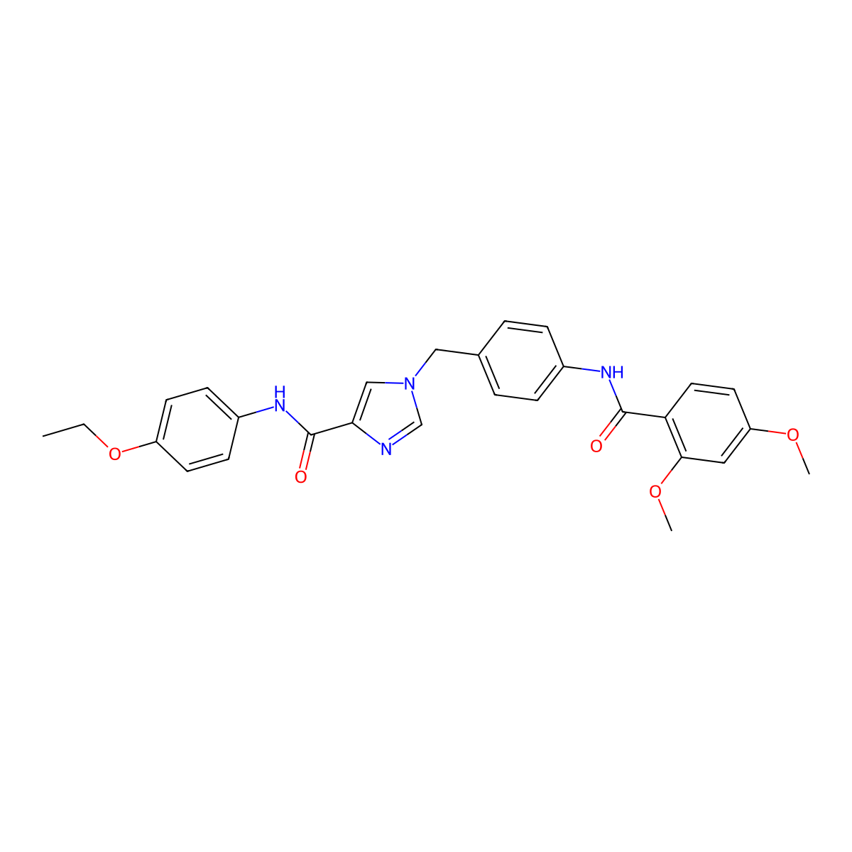 1-(4-(2,4-dimethoxybenzamido)benzyl)-N-(4-ethoxyphenyl)-1H-imidazole-4-carboxamide molecular structure, CAS 1251608-11-3
